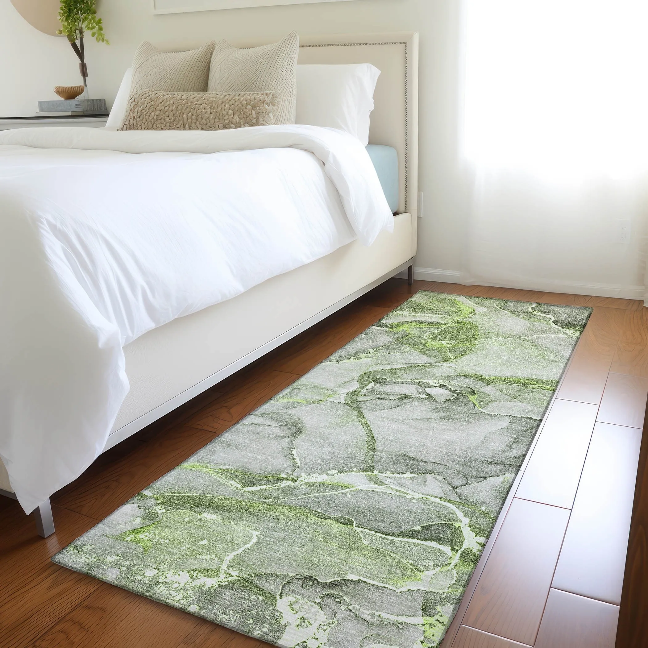 Machine Washable Indoor/ Outdoor Abstract Chantille Rug