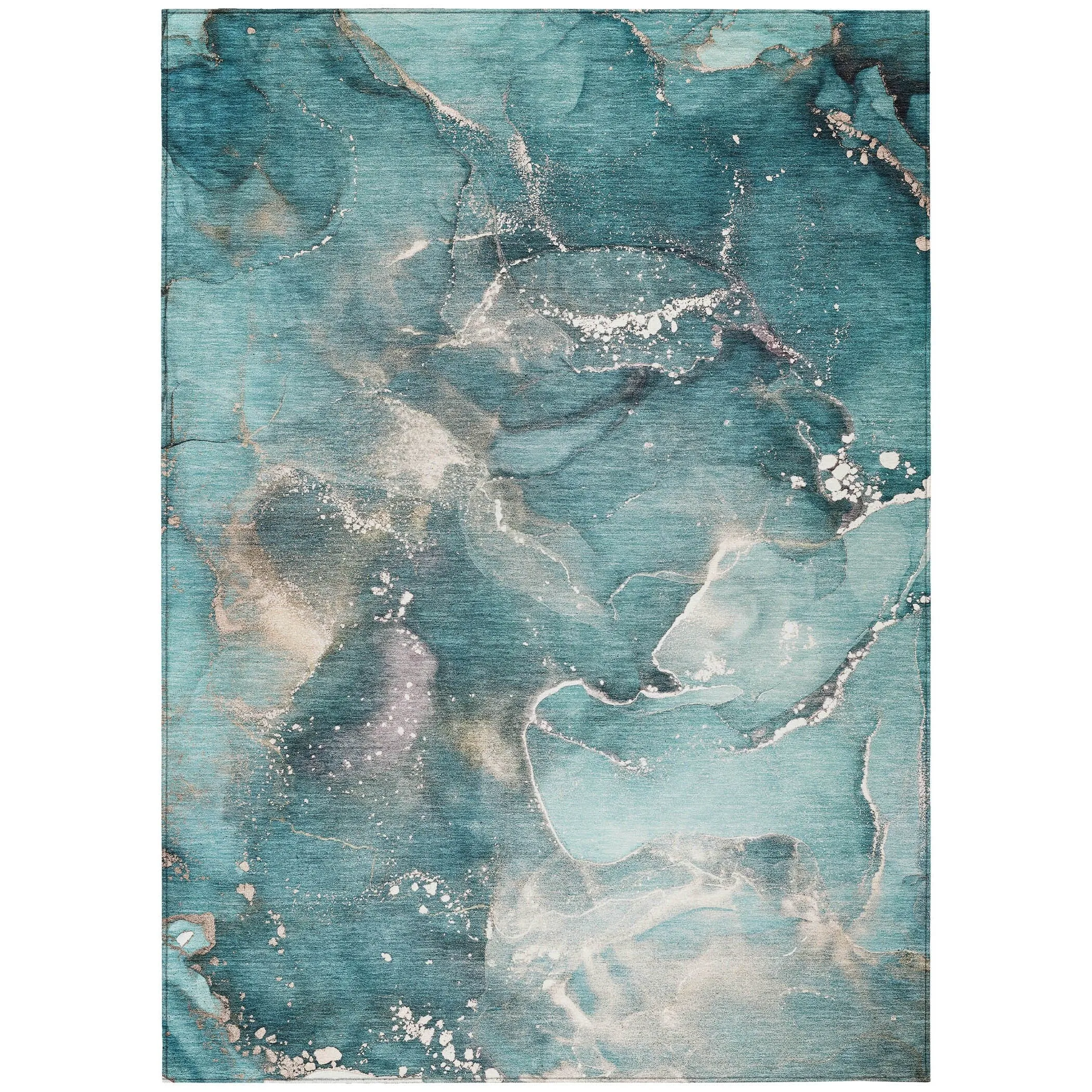 Machine Washable Indoor/ Outdoor Abstract Chantille Rug