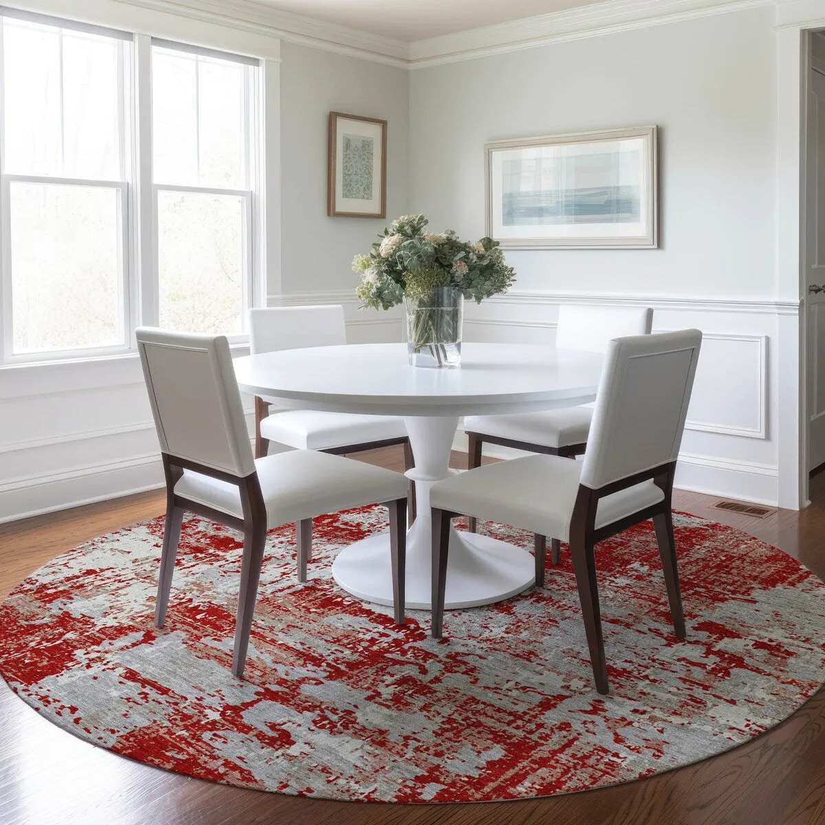 Machine Washable Indoor/ Outdoor Abstract Chantille Rug