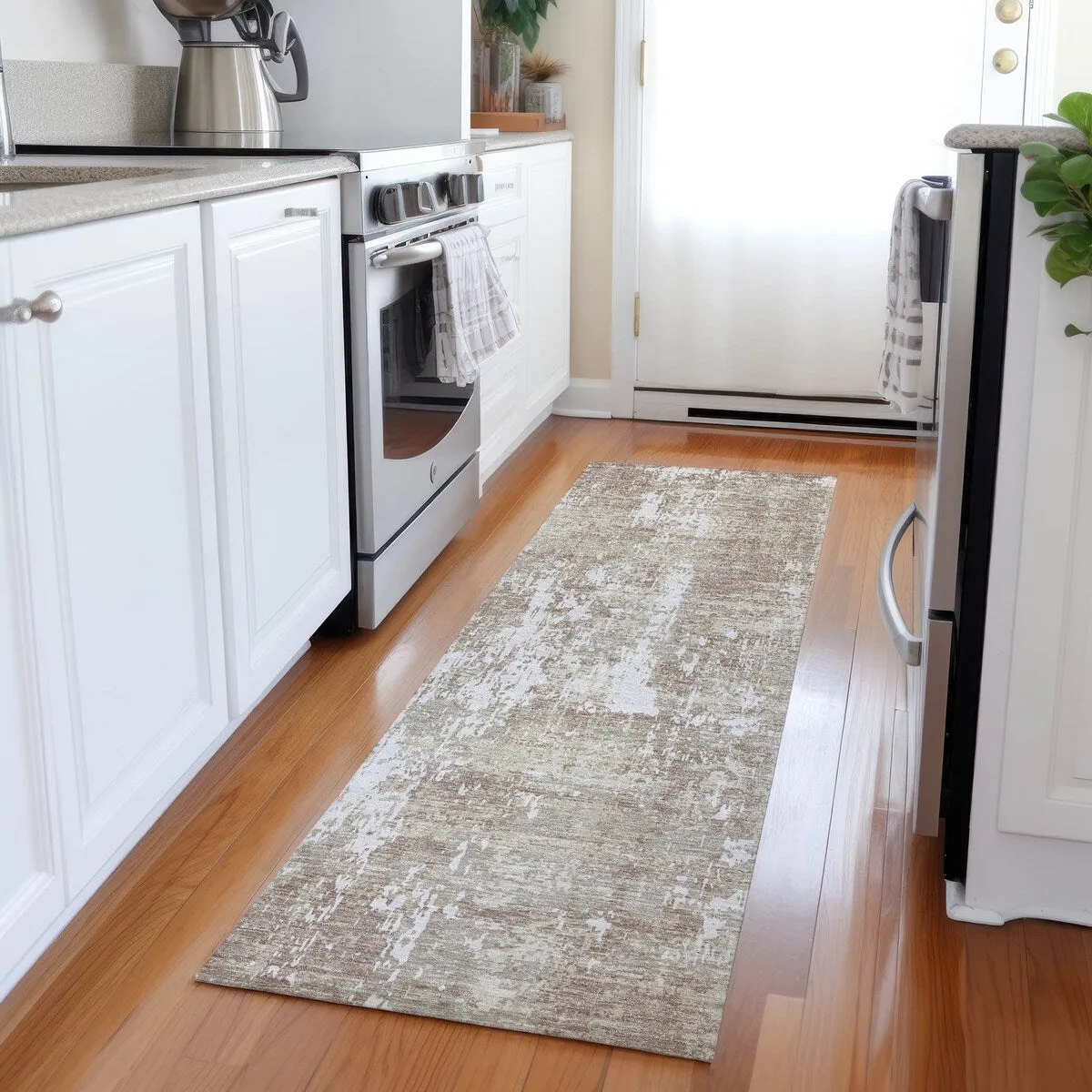 Machine Washable Indoor/ Outdoor Abstract Chantille Rug
