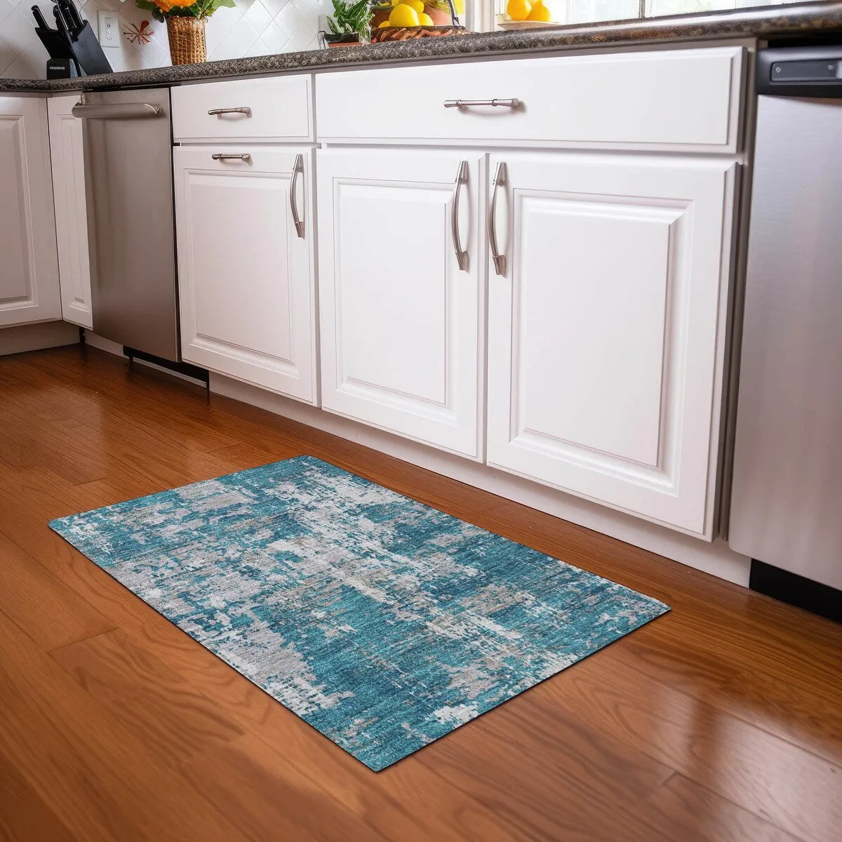 Machine Washable Indoor/ Outdoor Abstract Chantille Rug
