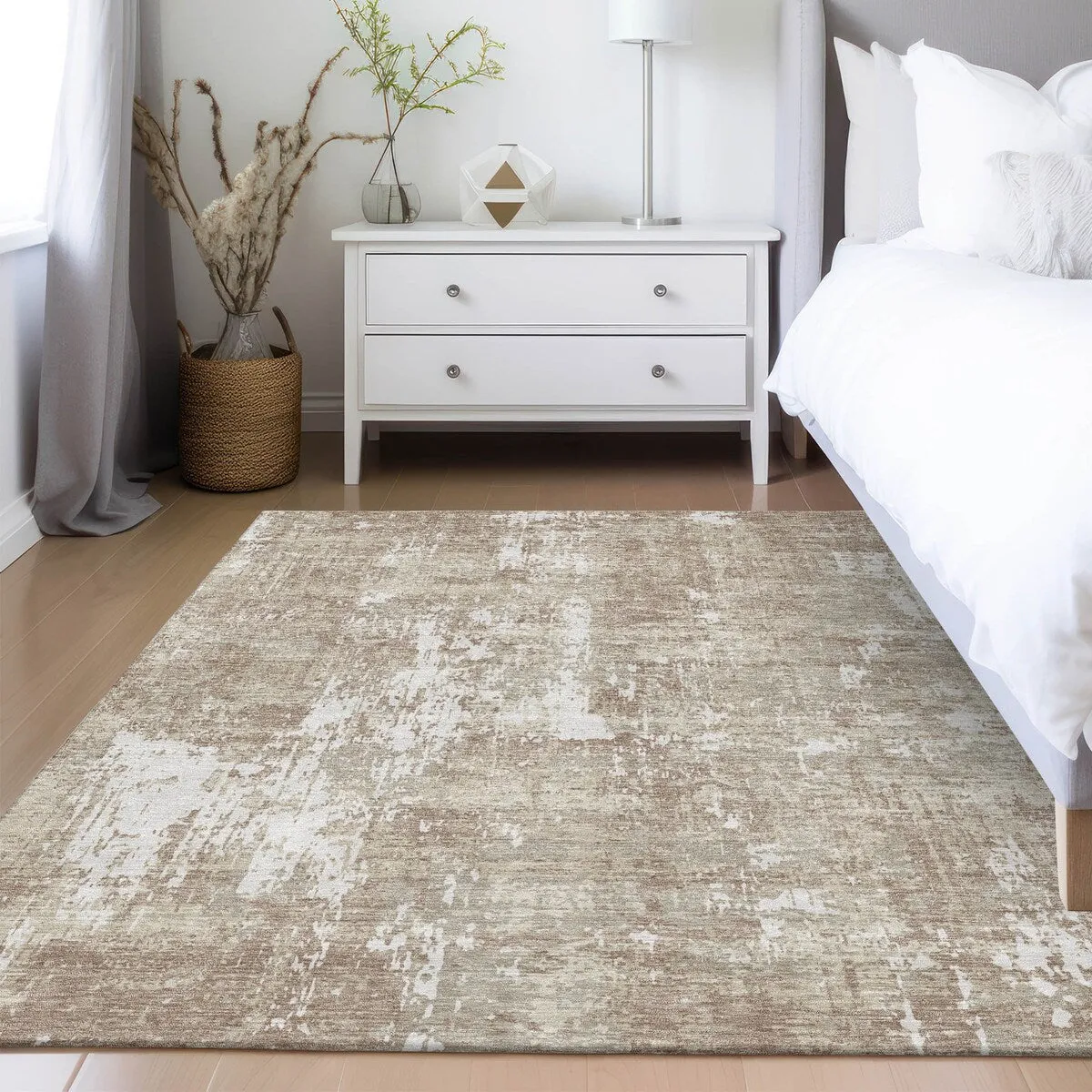 Machine Washable Indoor/ Outdoor Abstract Chantille Rug