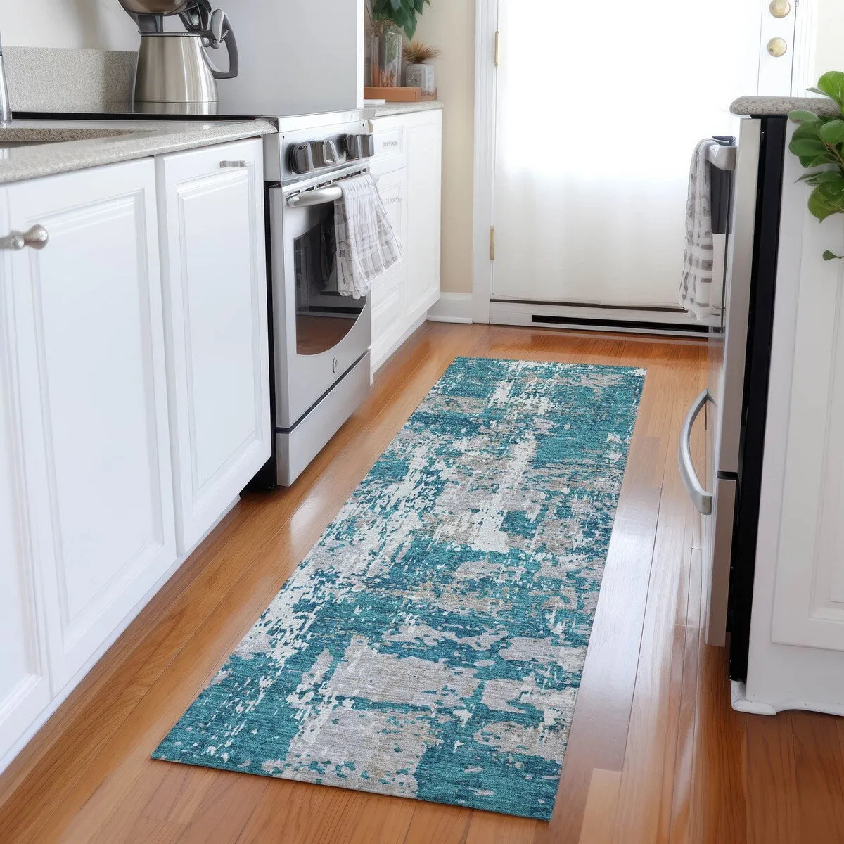 Machine Washable Indoor/ Outdoor Abstract Chantille Rug