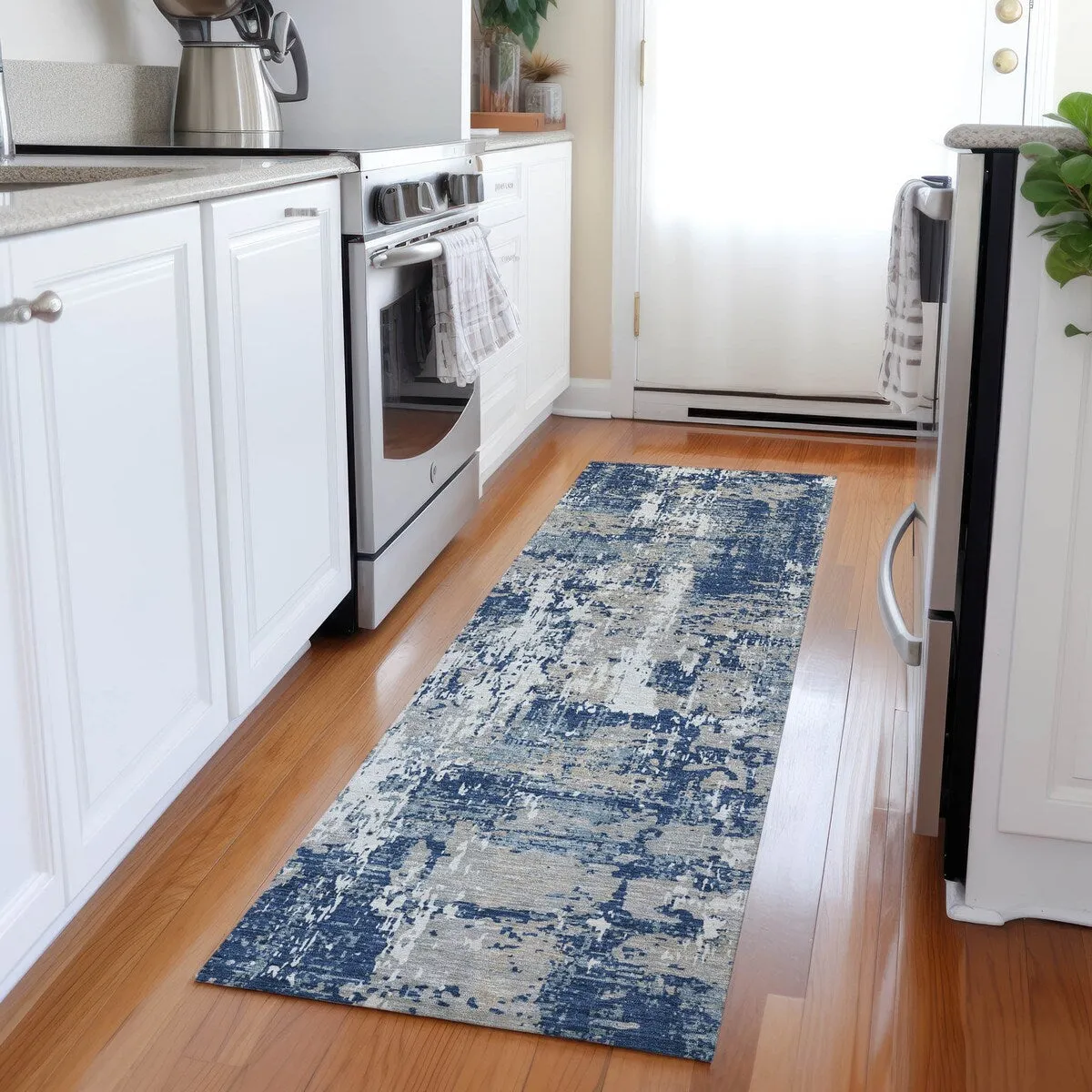 Machine Washable Indoor/ Outdoor Abstract Chantille Rug
