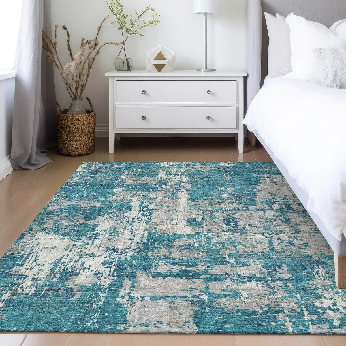 Machine Washable Indoor/ Outdoor Abstract Chantille Rug