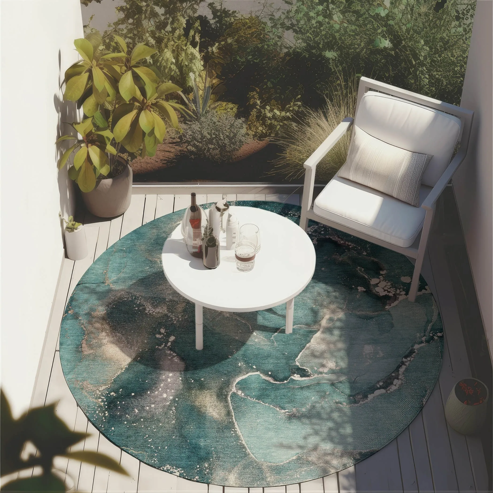 Machine Washable Indoor/ Outdoor Abstract Chantille Rug