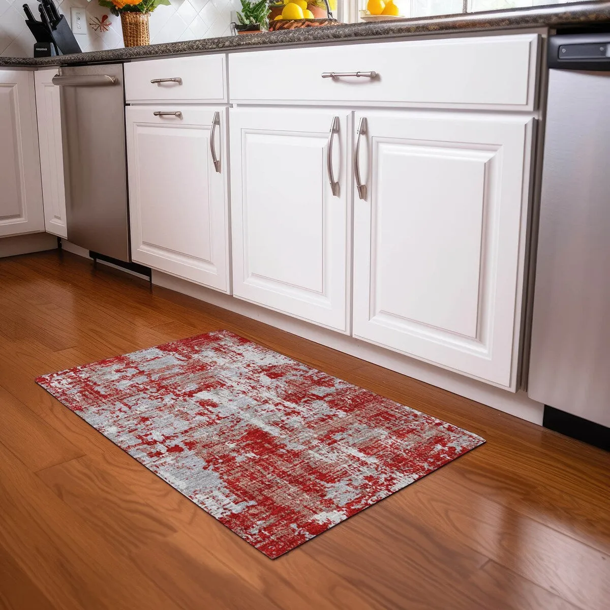 Machine Washable Indoor/ Outdoor Abstract Chantille Rug