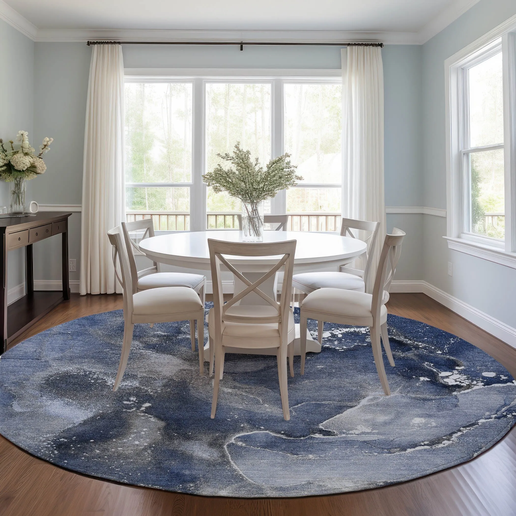 Machine Washable Indoor/ Outdoor Abstract Chantille Rug