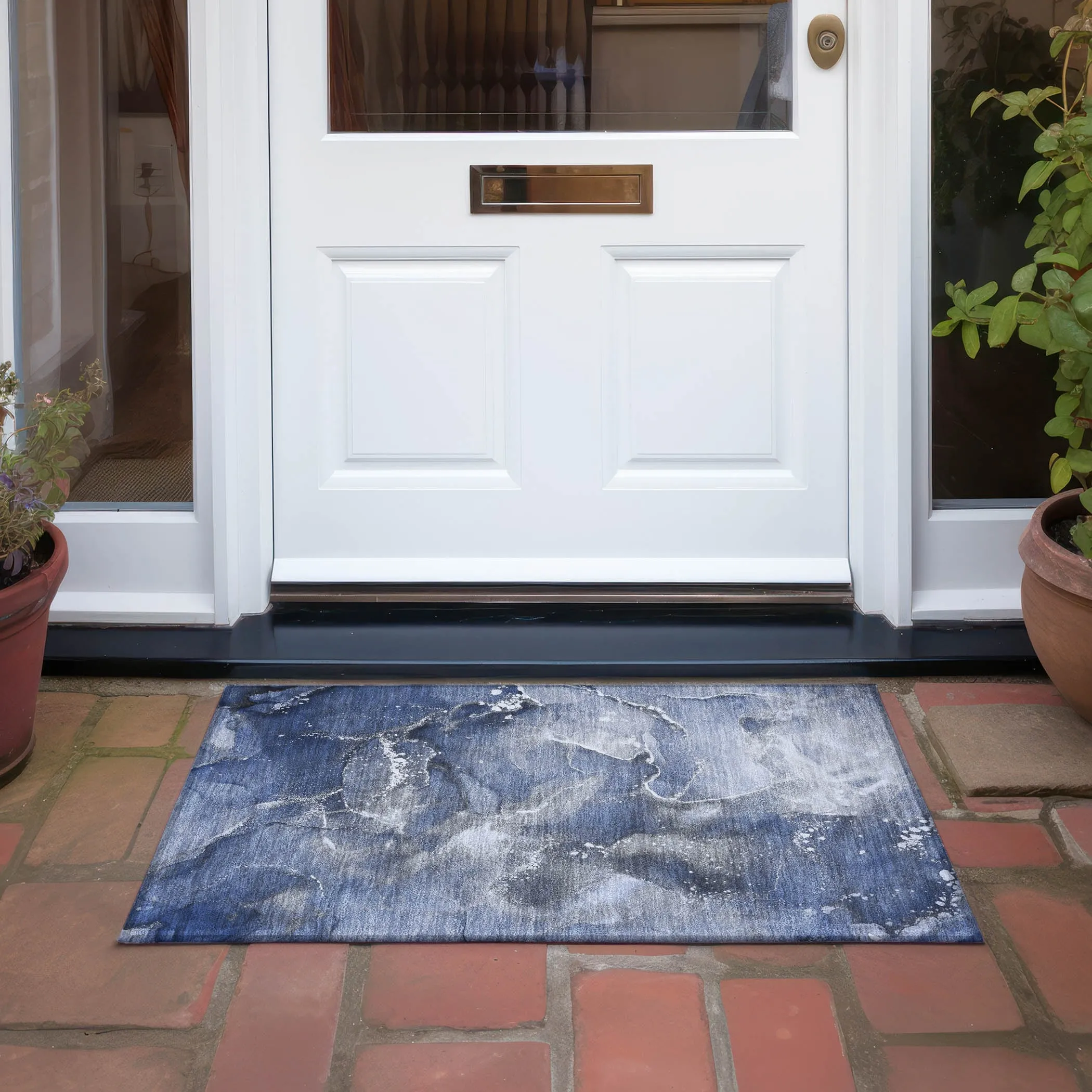 Machine Washable Indoor/ Outdoor Abstract Chantille Rug