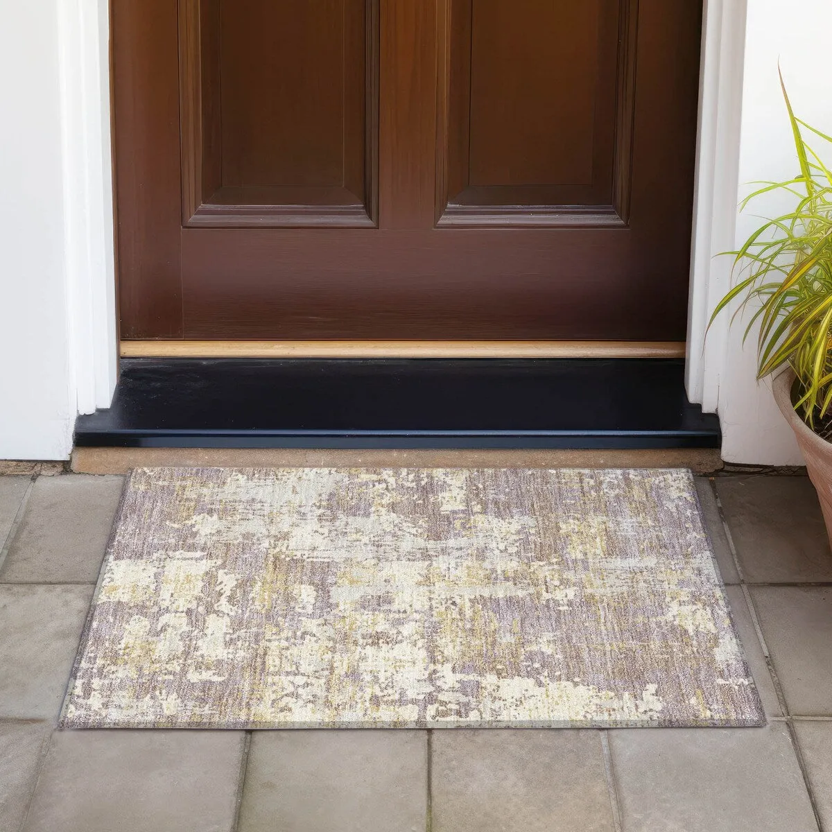 Machine Washable Indoor/ Outdoor Abstract Chantille Rug