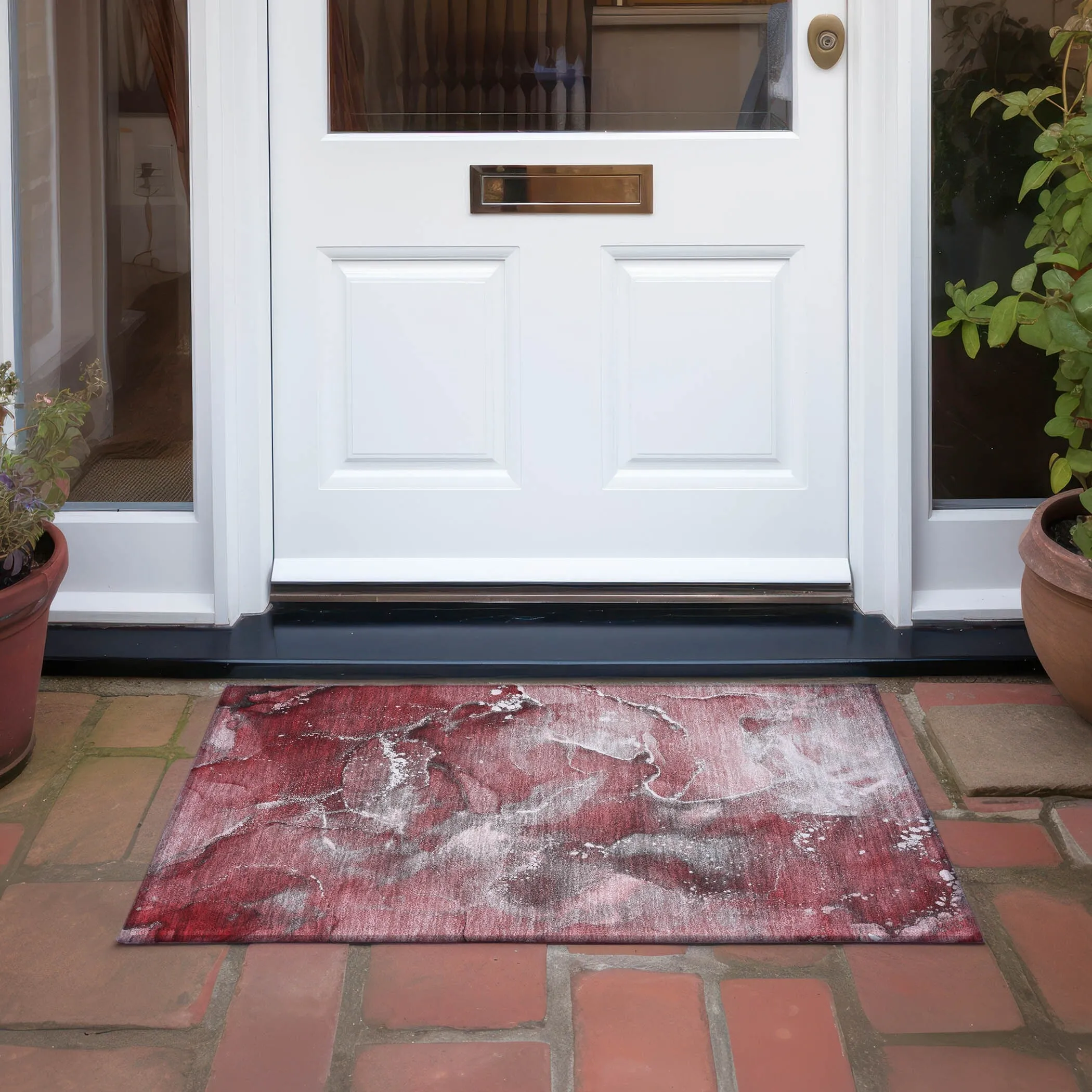 Machine Washable Indoor/ Outdoor Abstract Chantille Rug