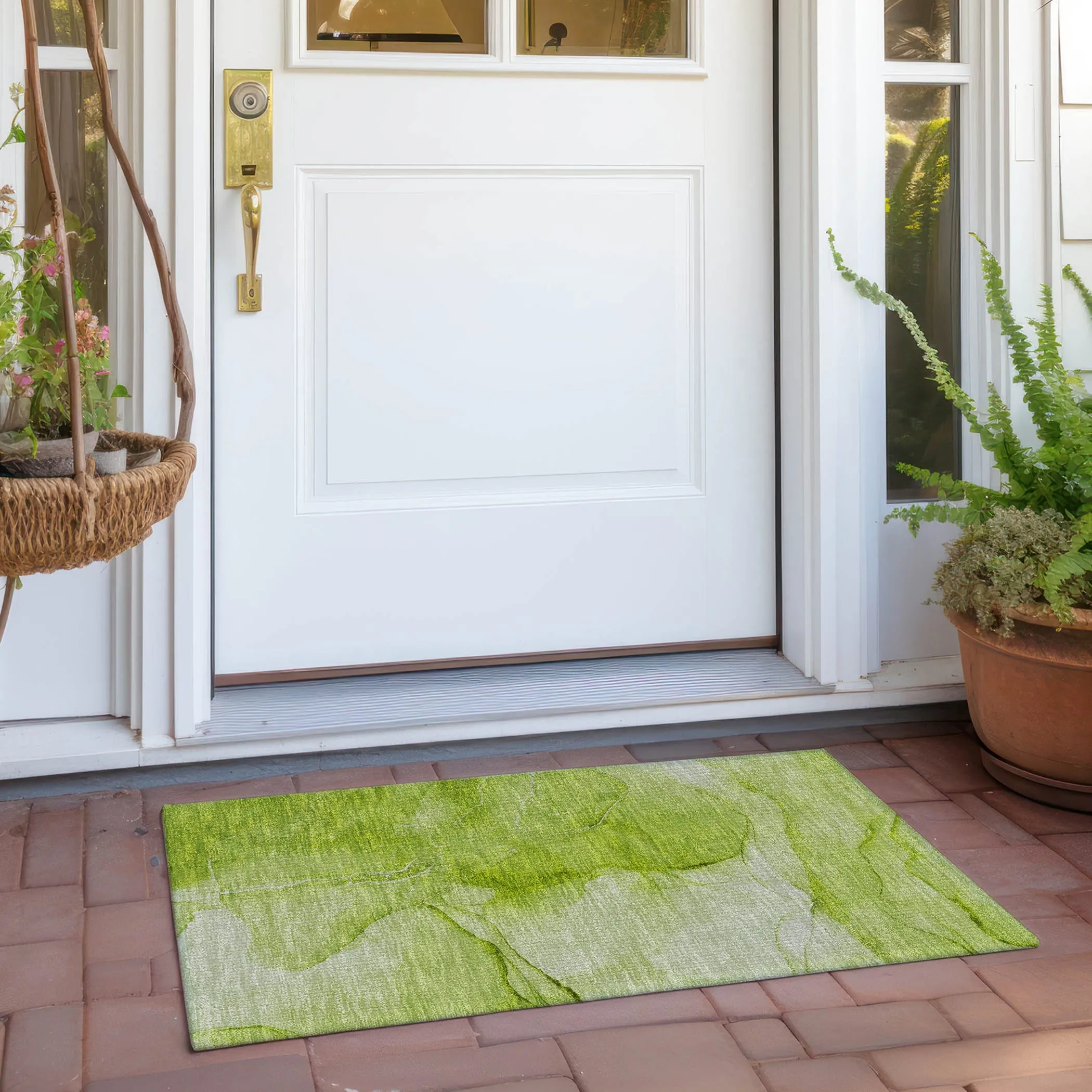 Machine Washable Indoor/ Outdoor Abstract Chantille Rug
