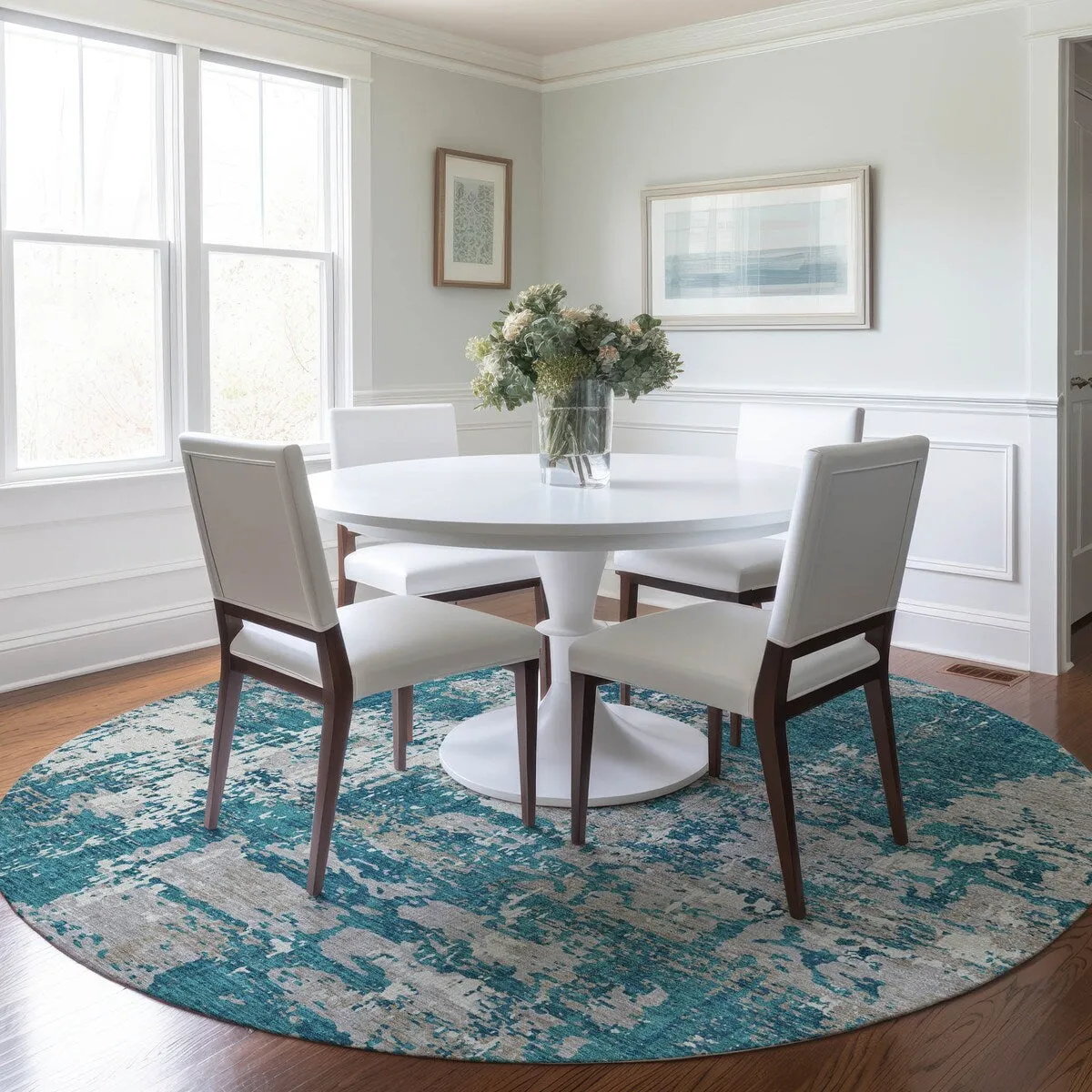 Machine Washable Indoor/ Outdoor Abstract Chantille Rug