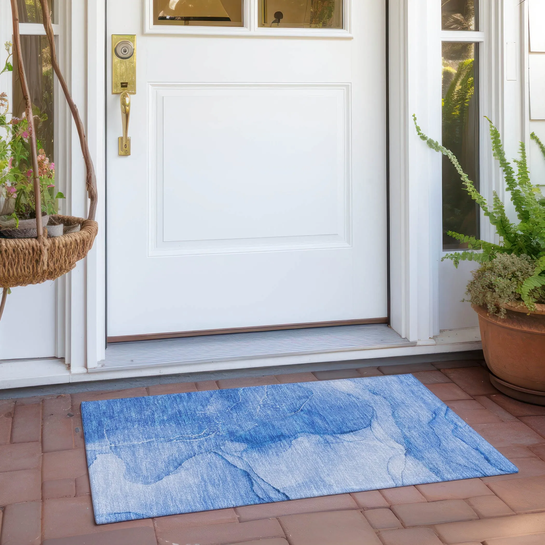 Machine Washable Indoor/ Outdoor Abstract Chantille Rug