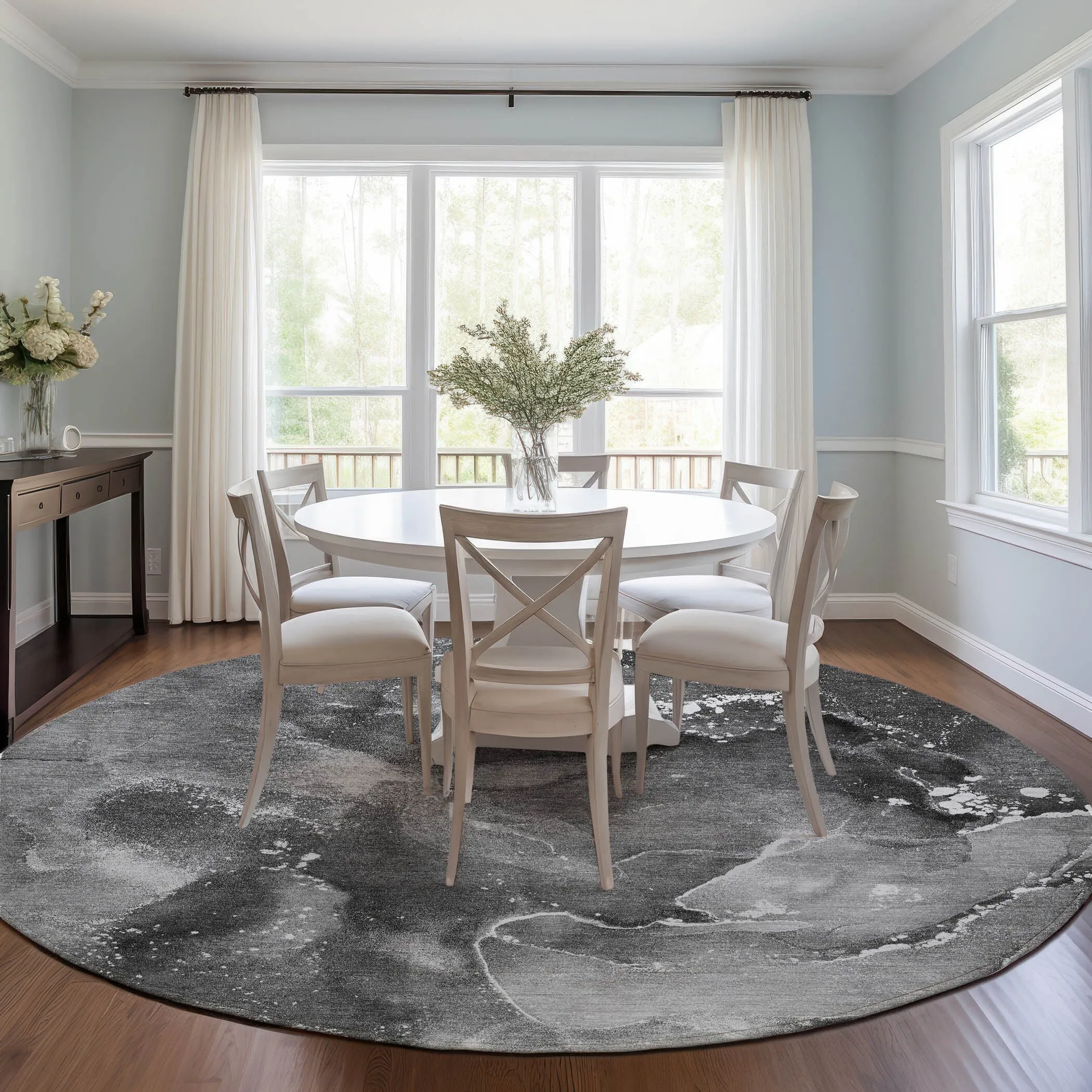 Machine Washable Indoor/ Outdoor Abstract Chantille Rug