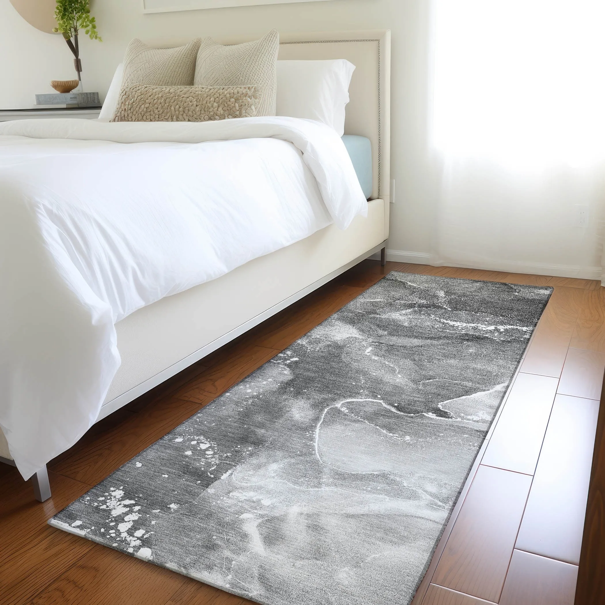 Machine Washable Indoor/ Outdoor Abstract Chantille Rug
