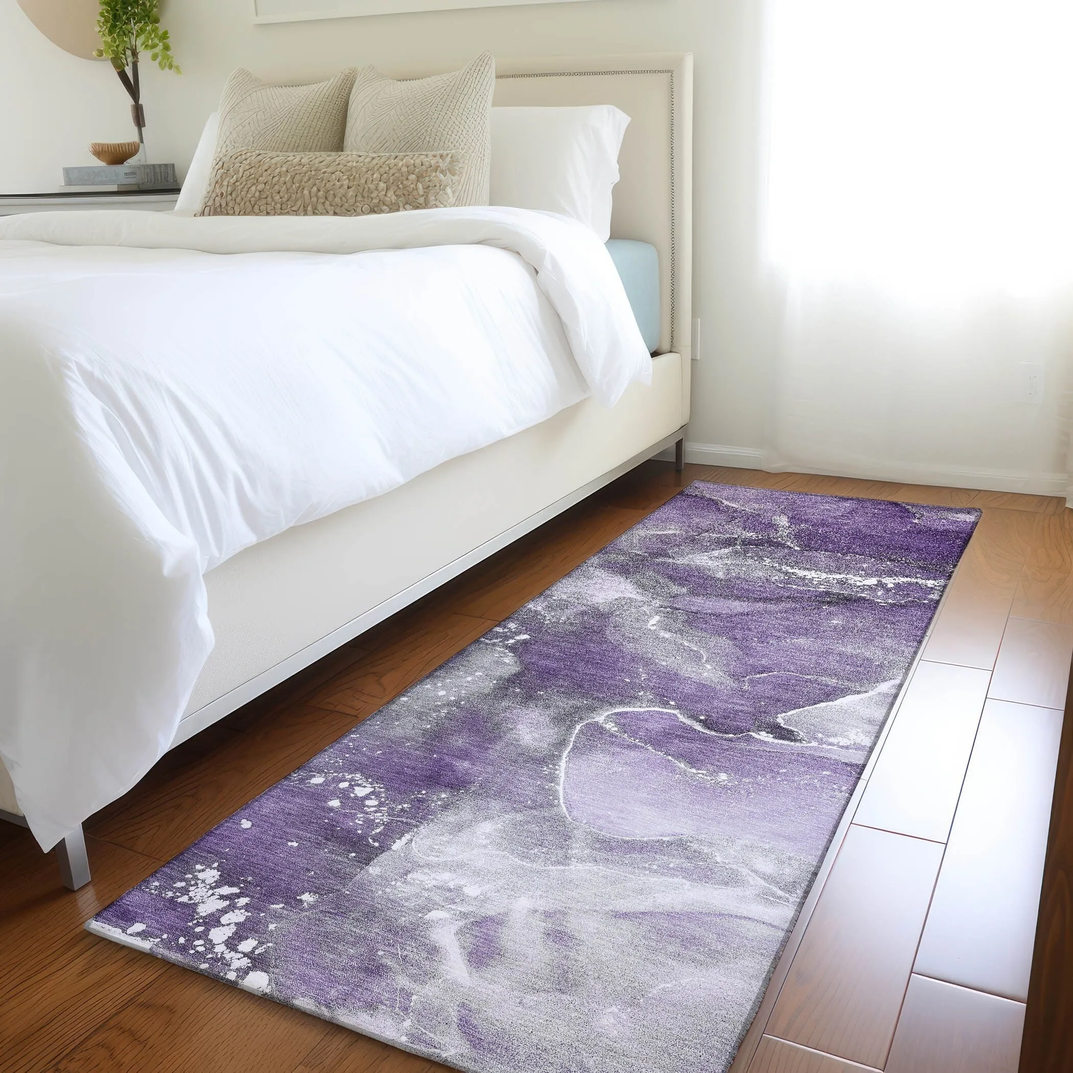 Machine Washable Indoor/ Outdoor Abstract Chantille Rug