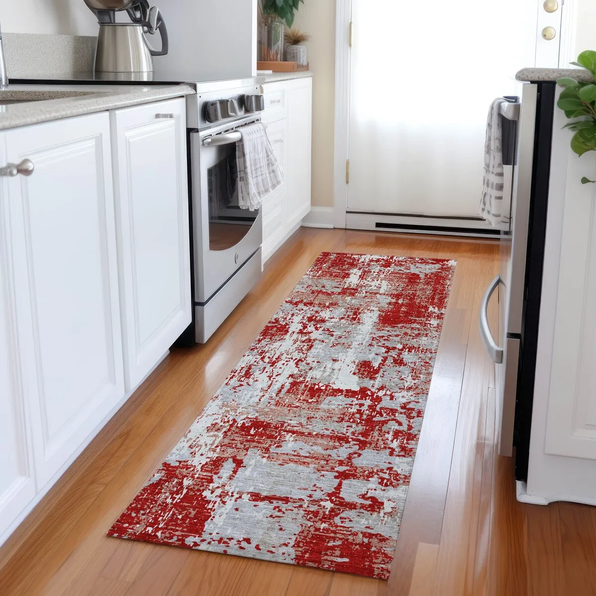 Machine Washable Indoor/ Outdoor Abstract Chantille Rug