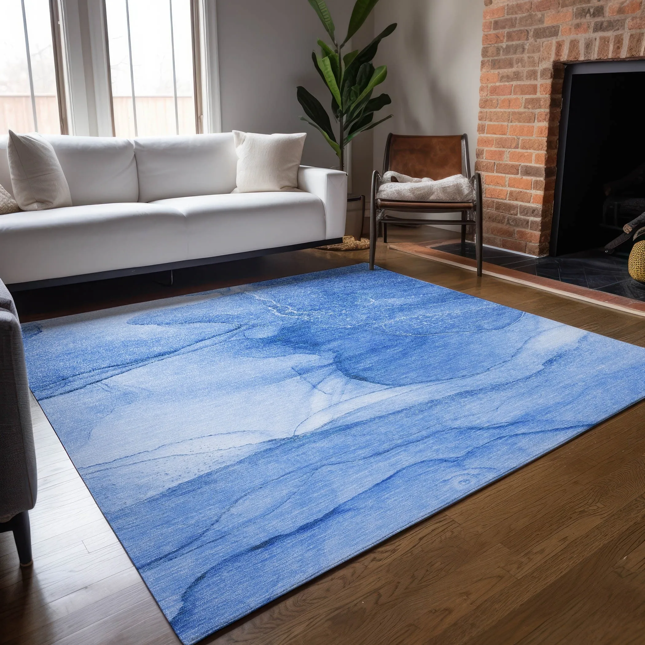 Machine Washable Indoor/ Outdoor Abstract Chantille Rug
