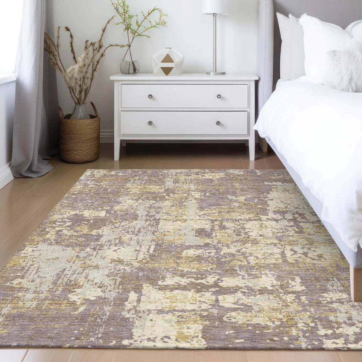Machine Washable Indoor/ Outdoor Abstract Chantille Rug