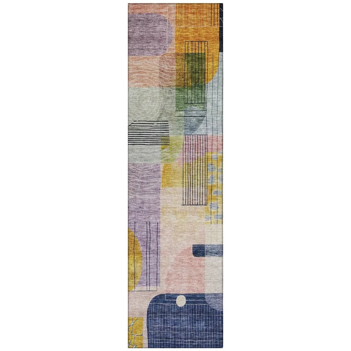 Machine Washable Indoor/ Outdoor Abstract Contemporary Chantille Rug