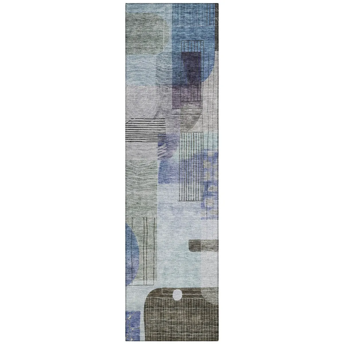 Machine Washable Indoor/ Outdoor Abstract Contemporary Chantille Rug