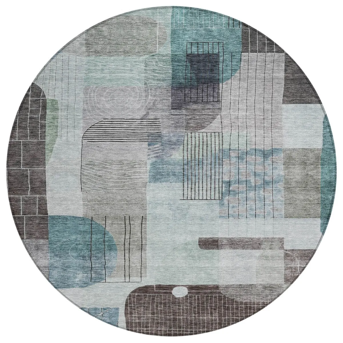 Machine Washable Indoor/ Outdoor Abstract Contemporary Chantille Rug