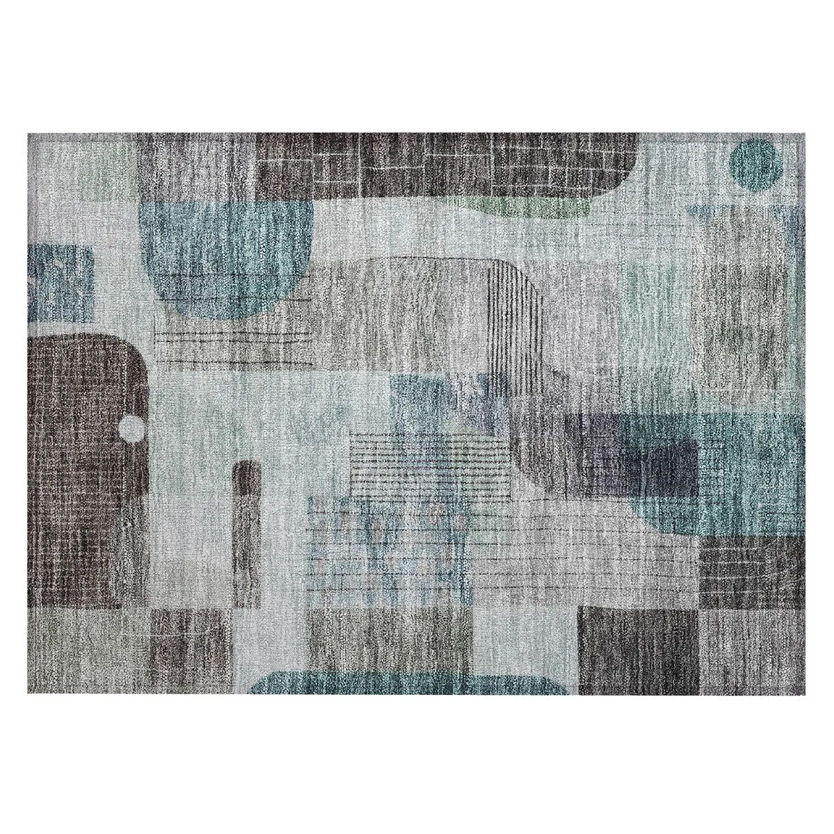 Machine Washable Indoor/ Outdoor Abstract Contemporary Chantille Rug