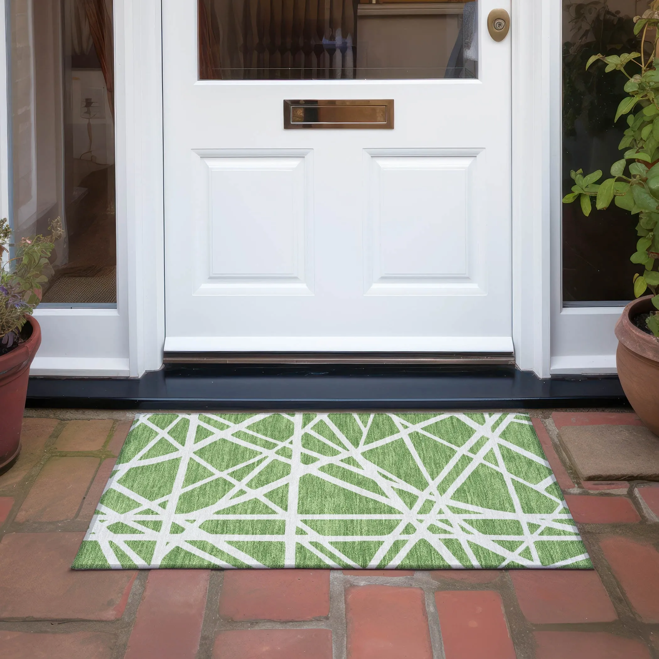 Machine Washable Indoor/ Outdoor Abstract Contemporary Chantille Rug