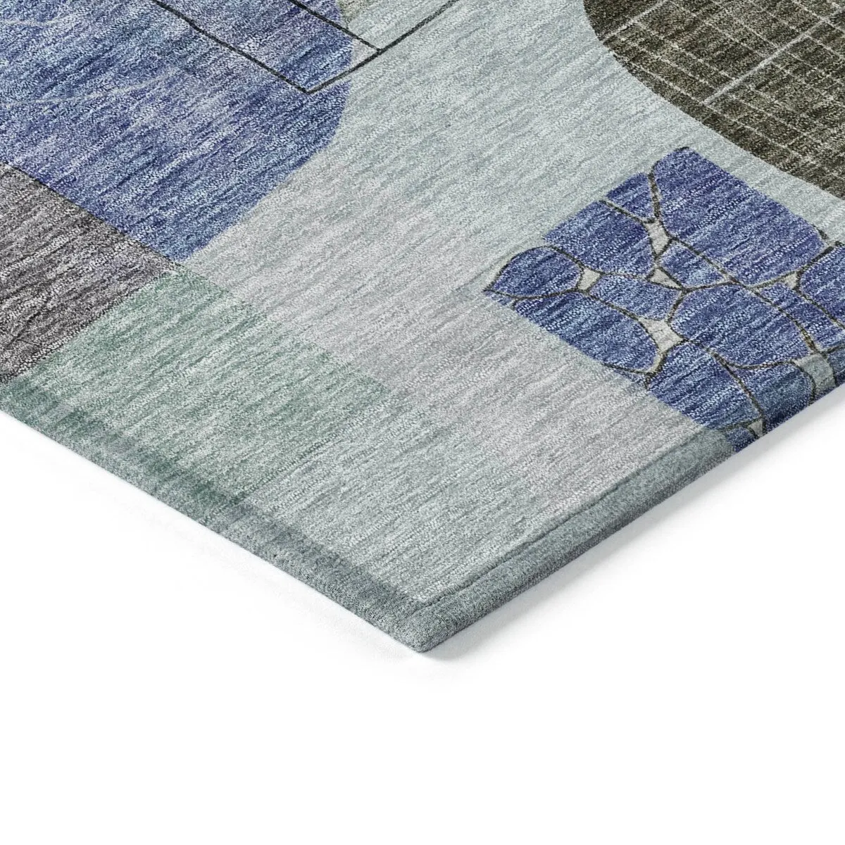 Machine Washable Indoor/ Outdoor Abstract Contemporary Chantille Rug
