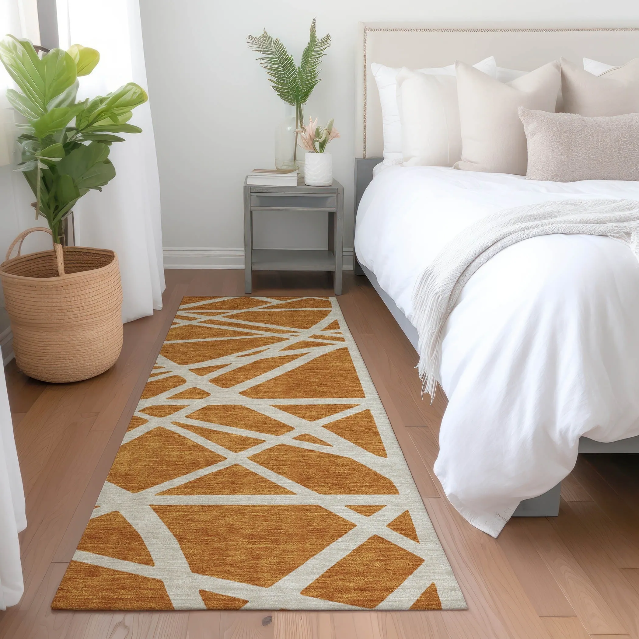 Machine Washable Indoor/ Outdoor Abstract Contemporary Chantille Rug