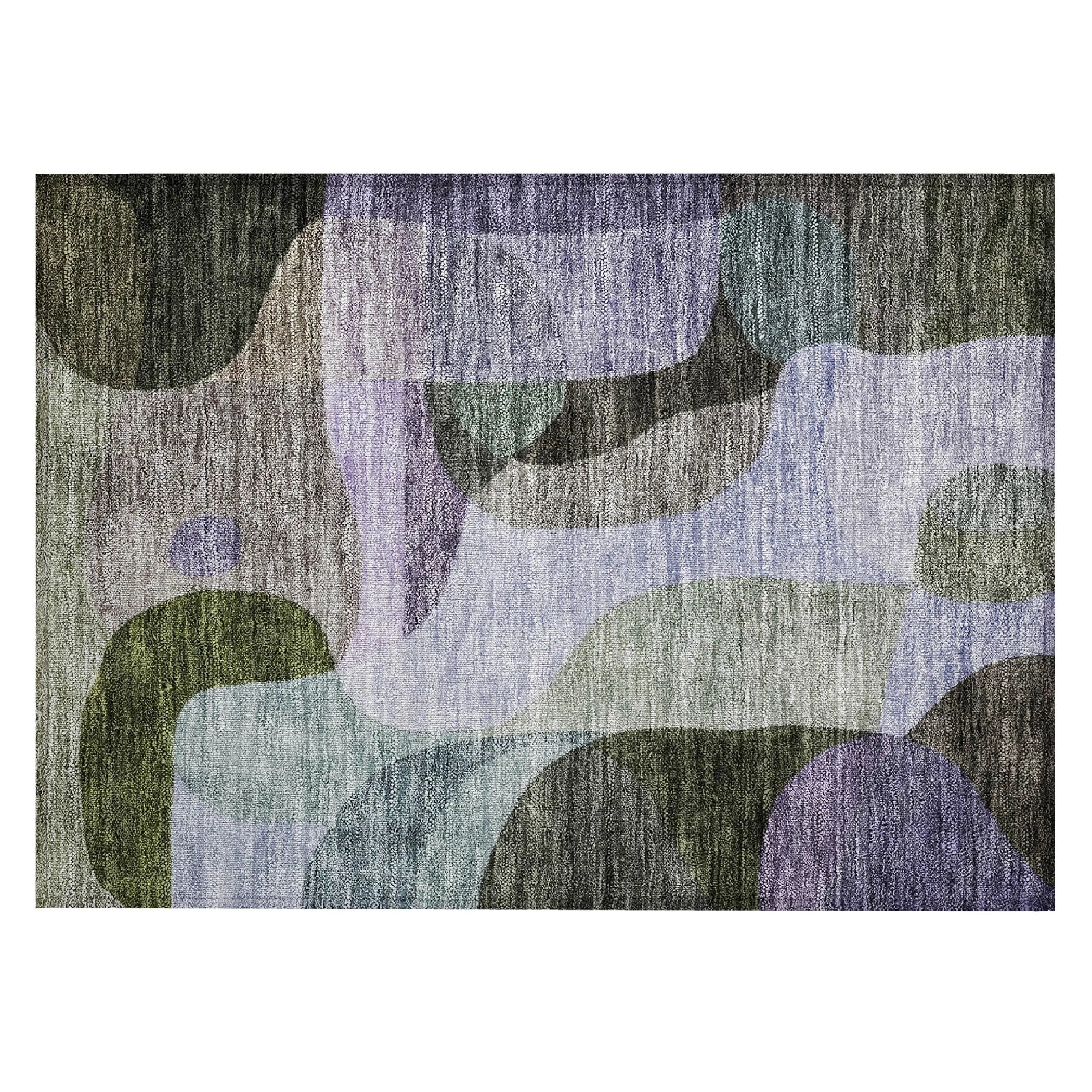 Machine Washable Indoor/ Outdoor Abstract Contemporary Chantille Rug