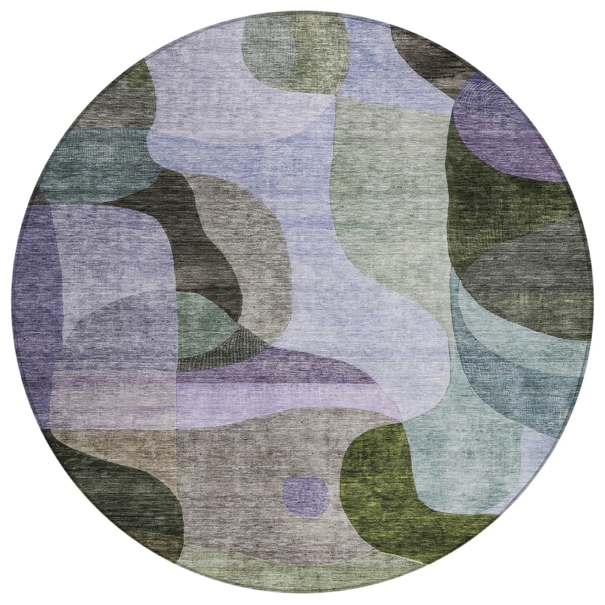 Machine Washable Indoor/ Outdoor Abstract Contemporary Chantille Rug