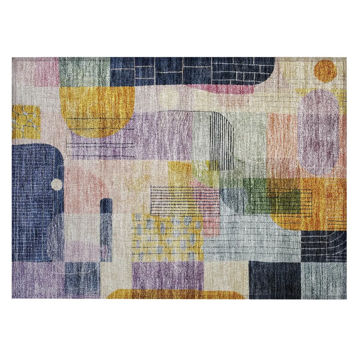Machine Washable Indoor/ Outdoor Abstract Contemporary Chantille Rug