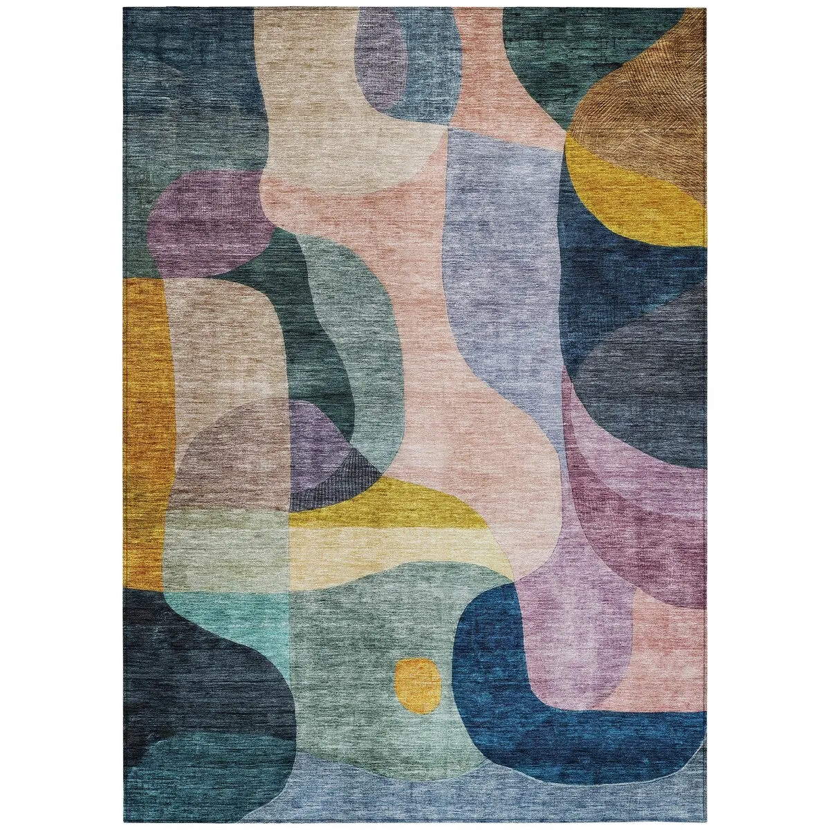 Machine Washable Indoor/ Outdoor Abstract Contemporary Chantille Rug