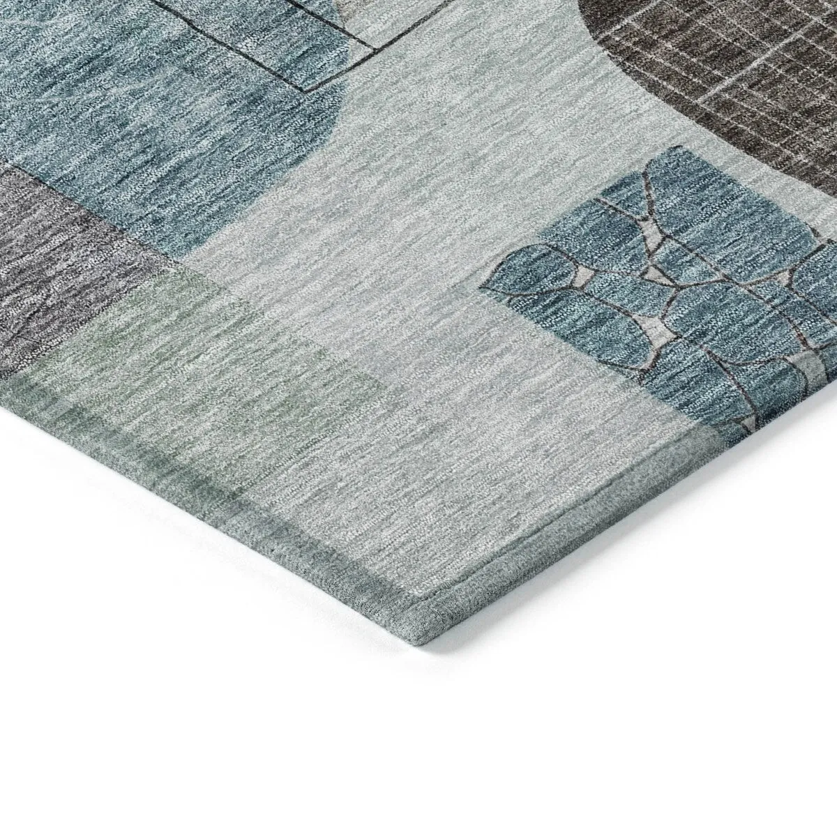 Machine Washable Indoor/ Outdoor Abstract Contemporary Chantille Rug