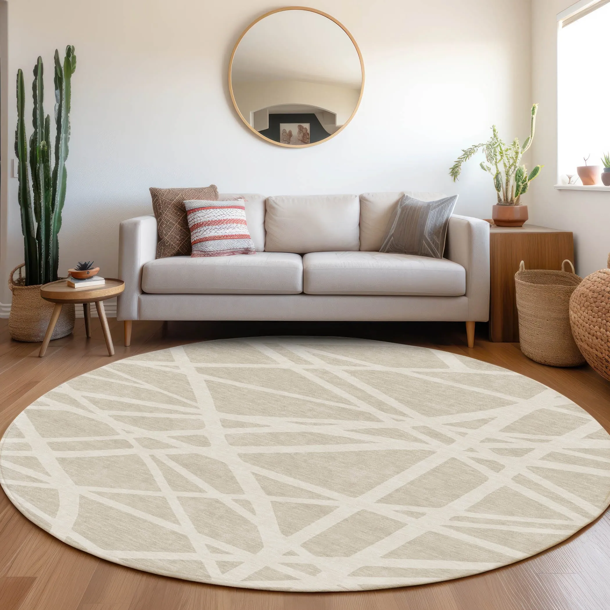 Machine Washable Indoor/ Outdoor Abstract Contemporary Chantille Rug