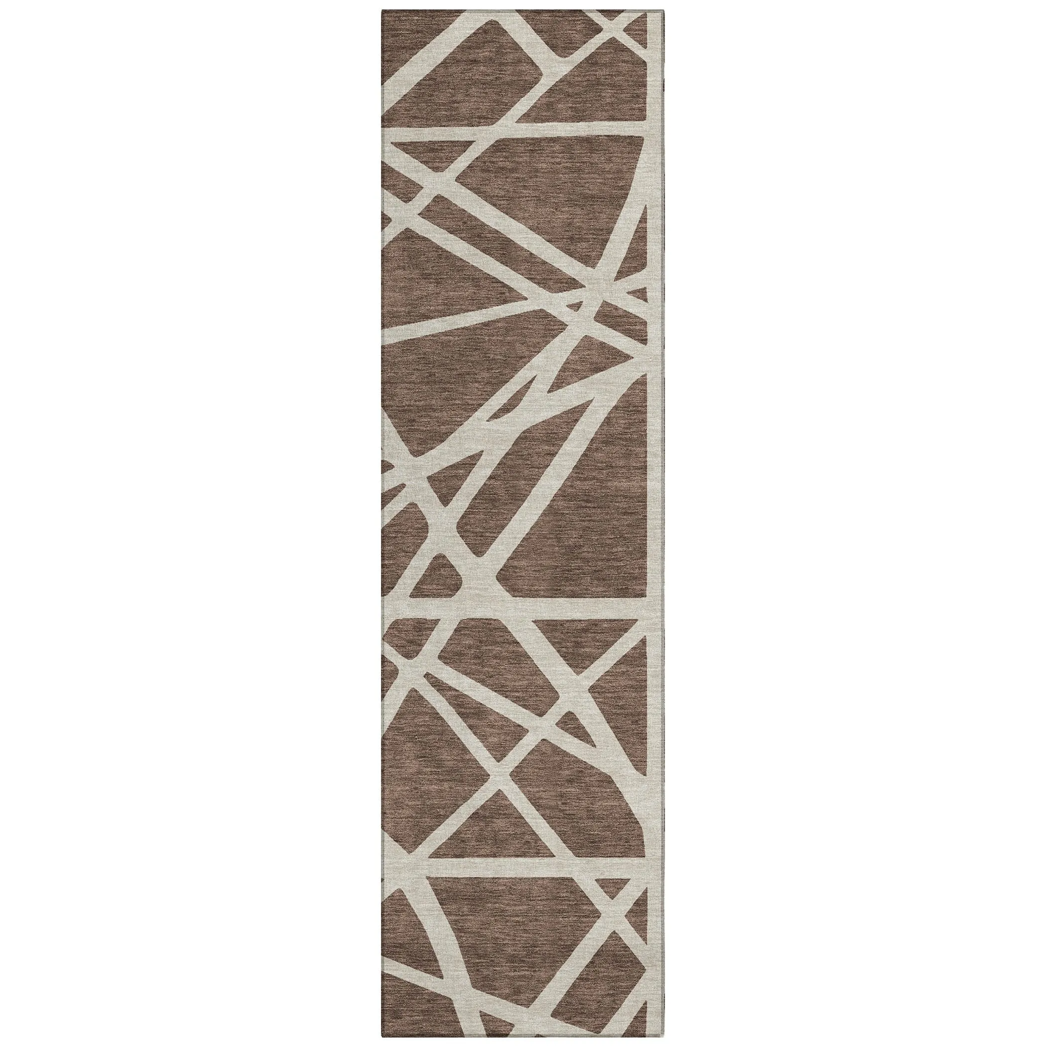Machine Washable Indoor/ Outdoor Abstract Contemporary Chantille Rug