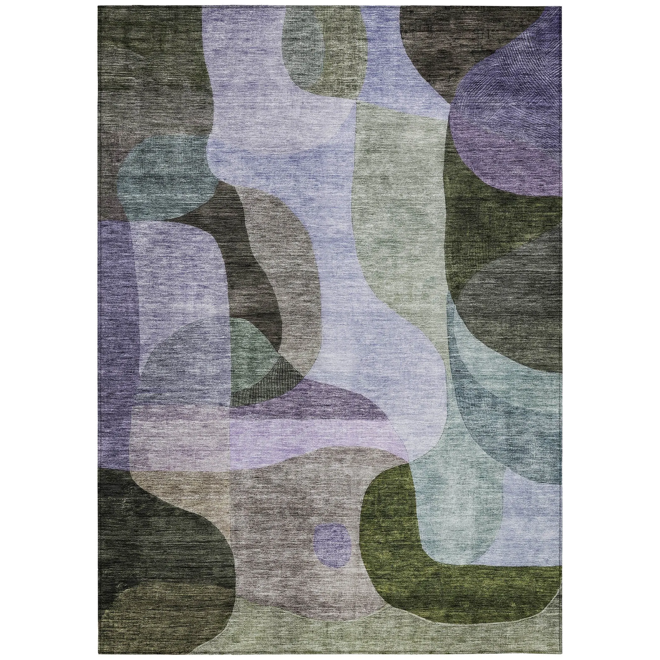 Machine Washable Indoor/ Outdoor Abstract Contemporary Chantille Rug