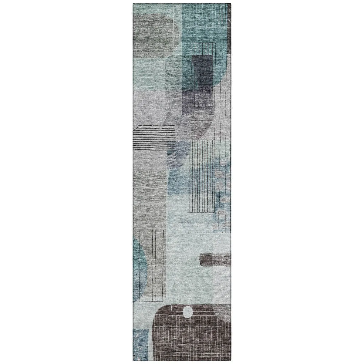 Machine Washable Indoor/ Outdoor Abstract Contemporary Chantille Rug