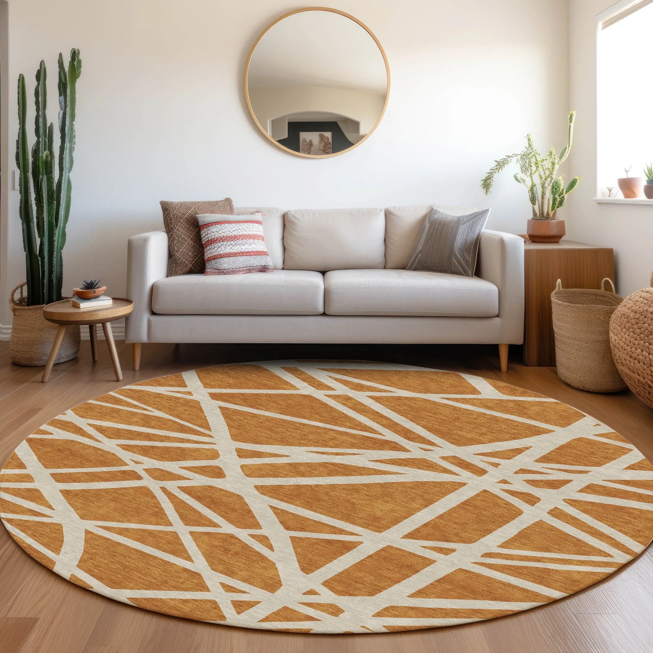 Machine Washable Indoor/ Outdoor Abstract Contemporary Chantille Rug