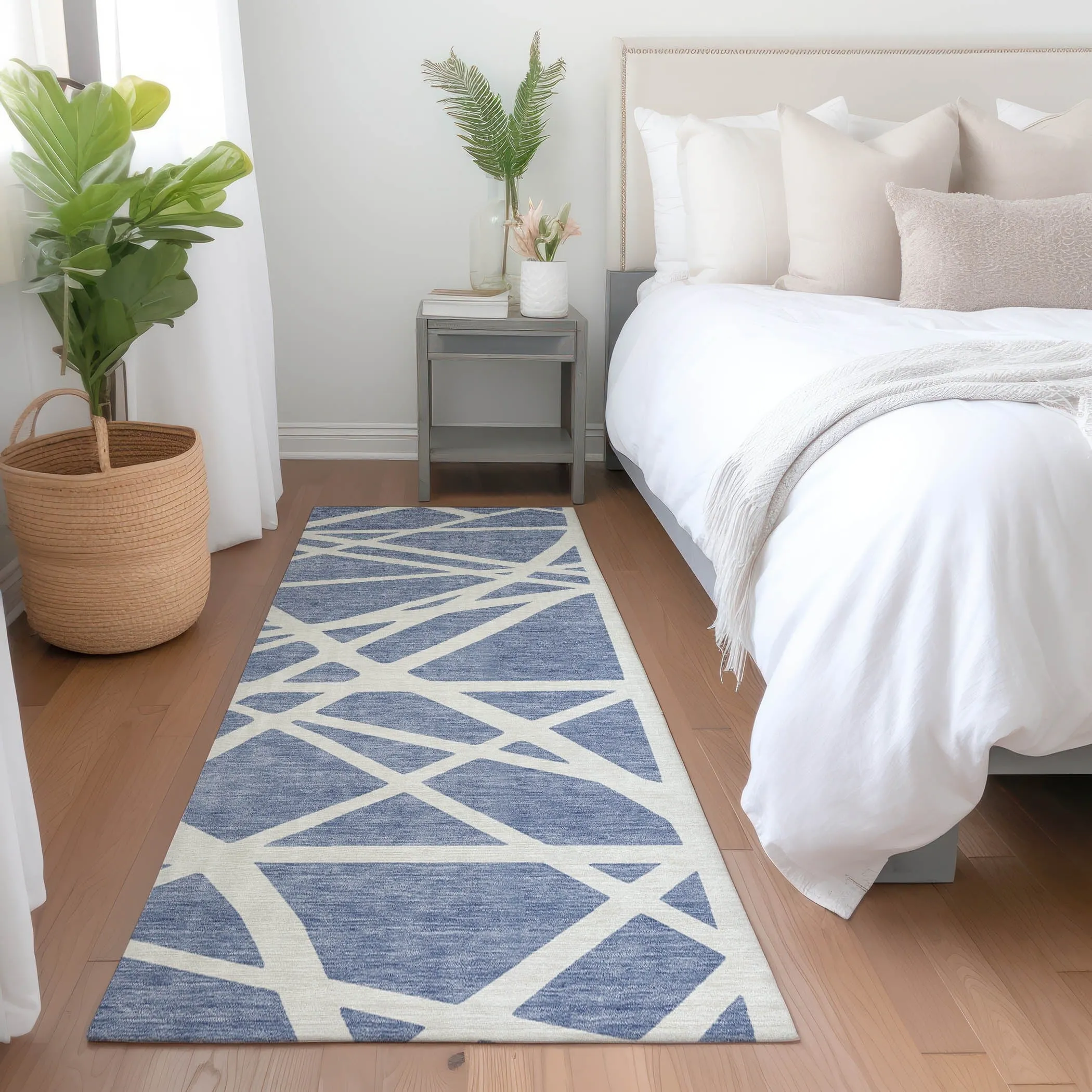 Machine Washable Indoor/ Outdoor Abstract Contemporary Chantille Rug