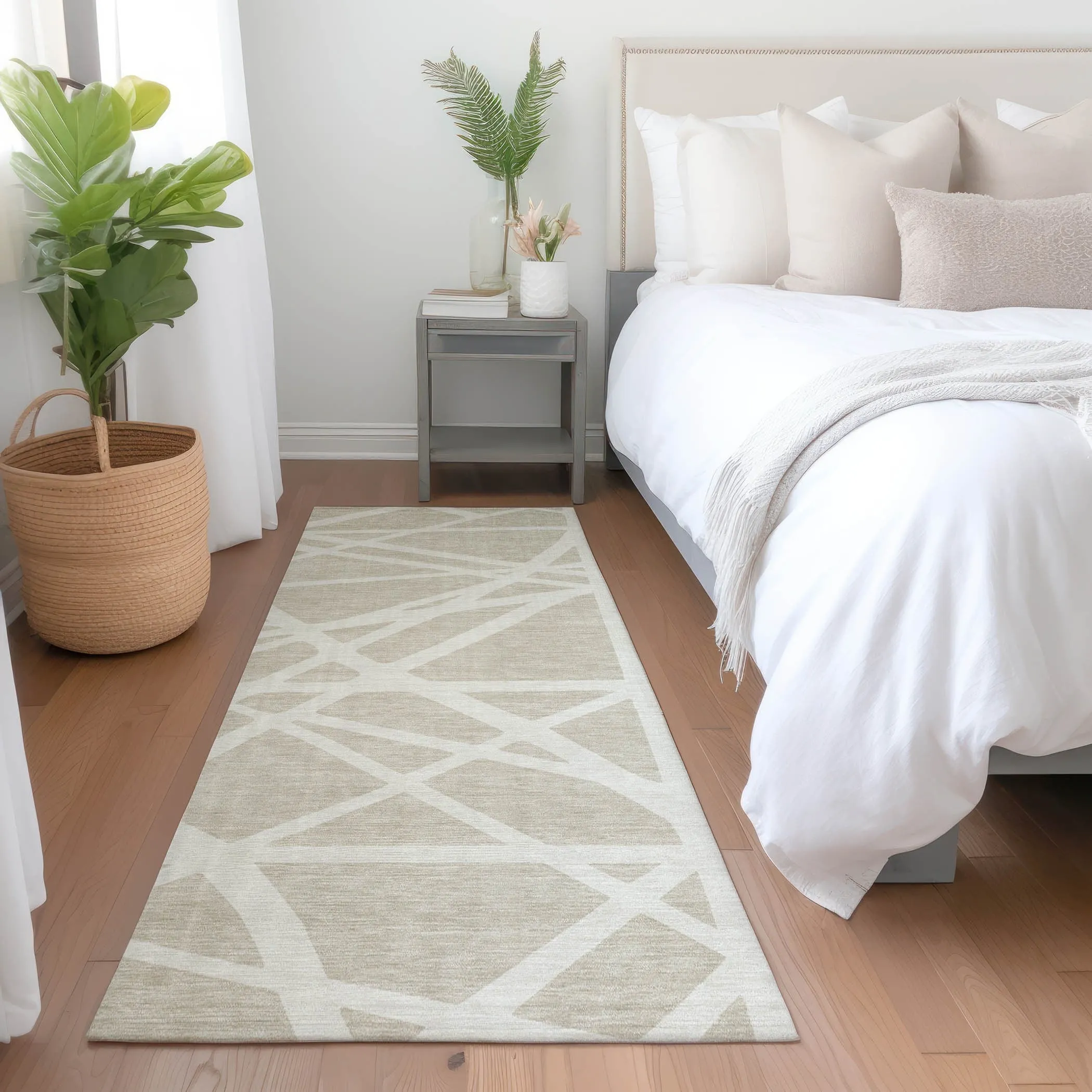 Machine Washable Indoor/ Outdoor Abstract Contemporary Chantille Rug