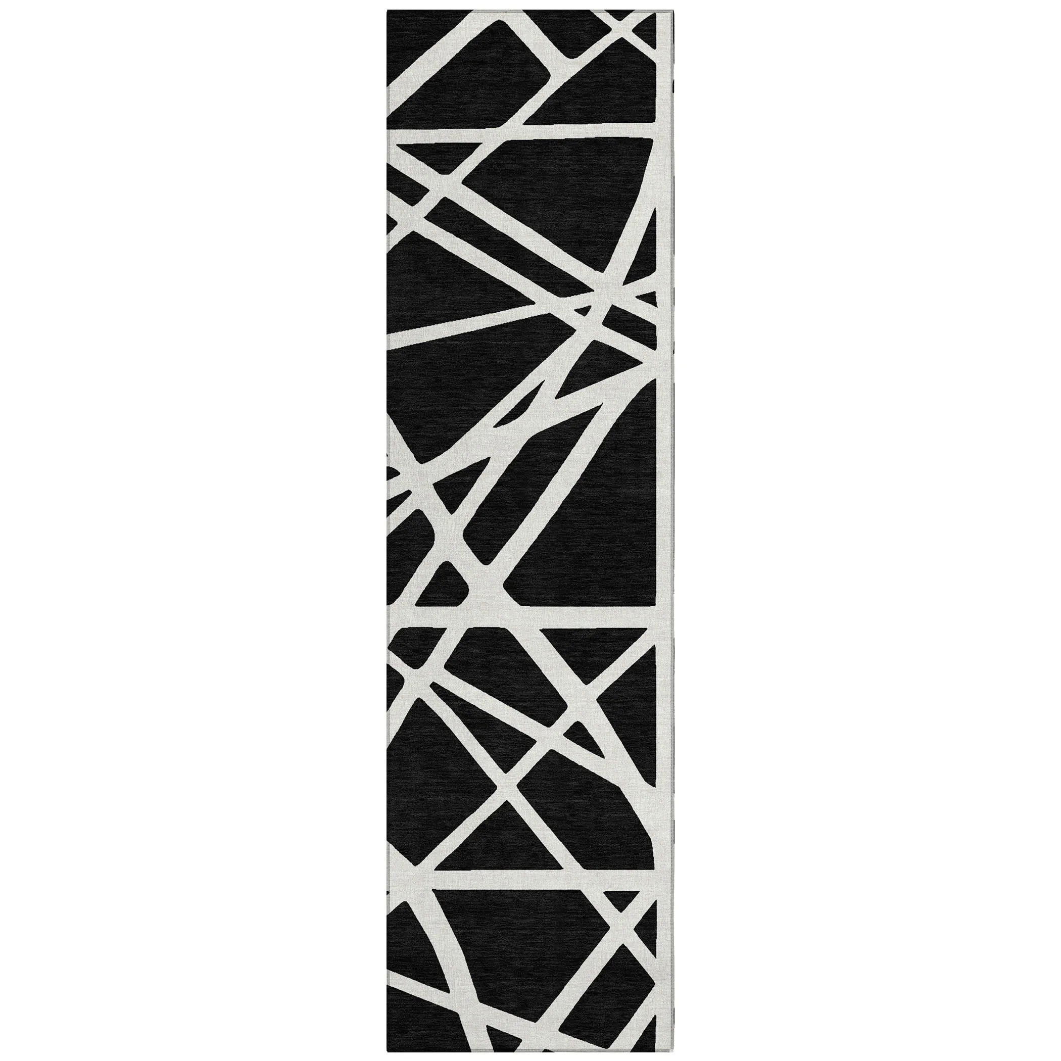 Machine Washable Indoor/ Outdoor Abstract Contemporary Chantille Rug