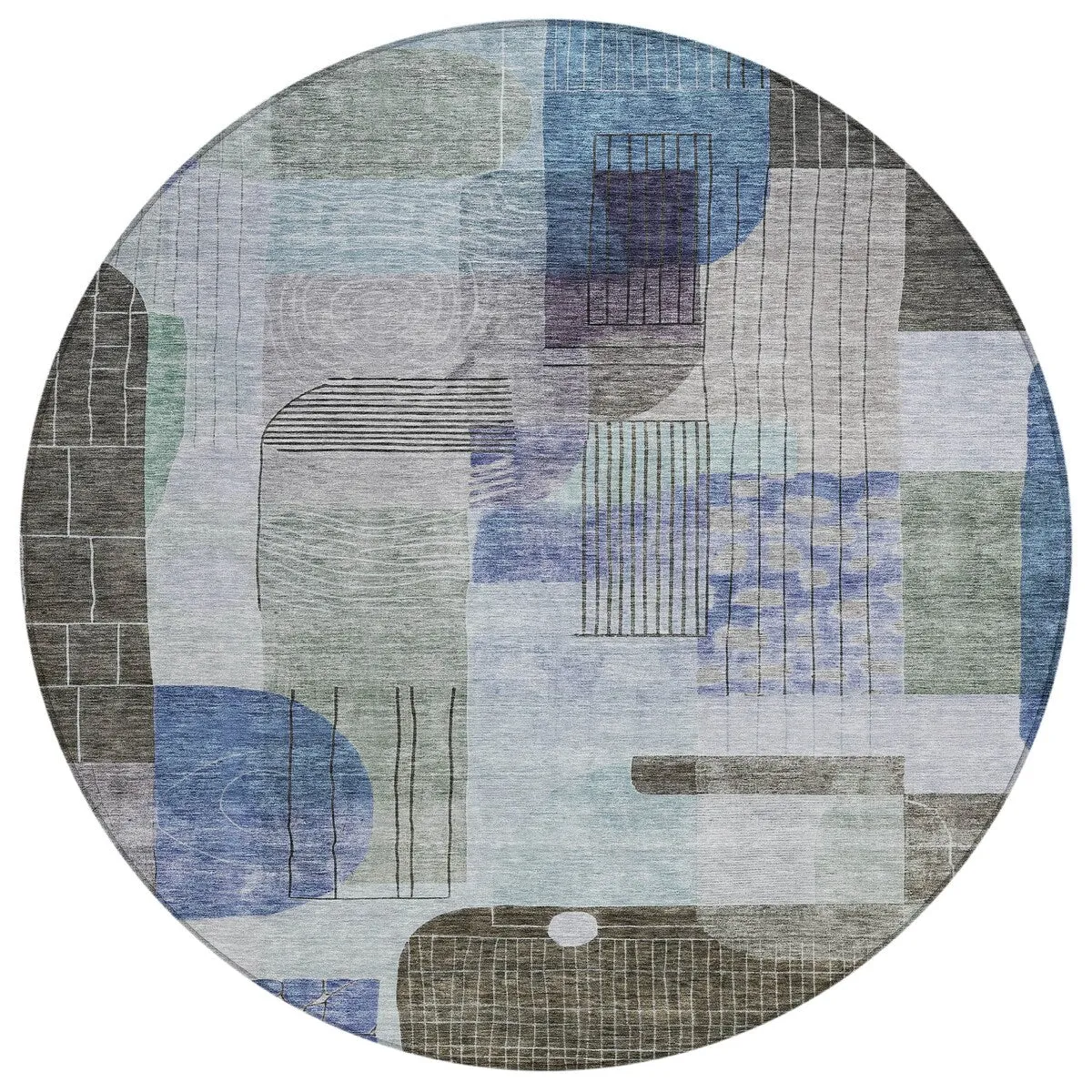 Machine Washable Indoor/ Outdoor Abstract Contemporary Chantille Rug