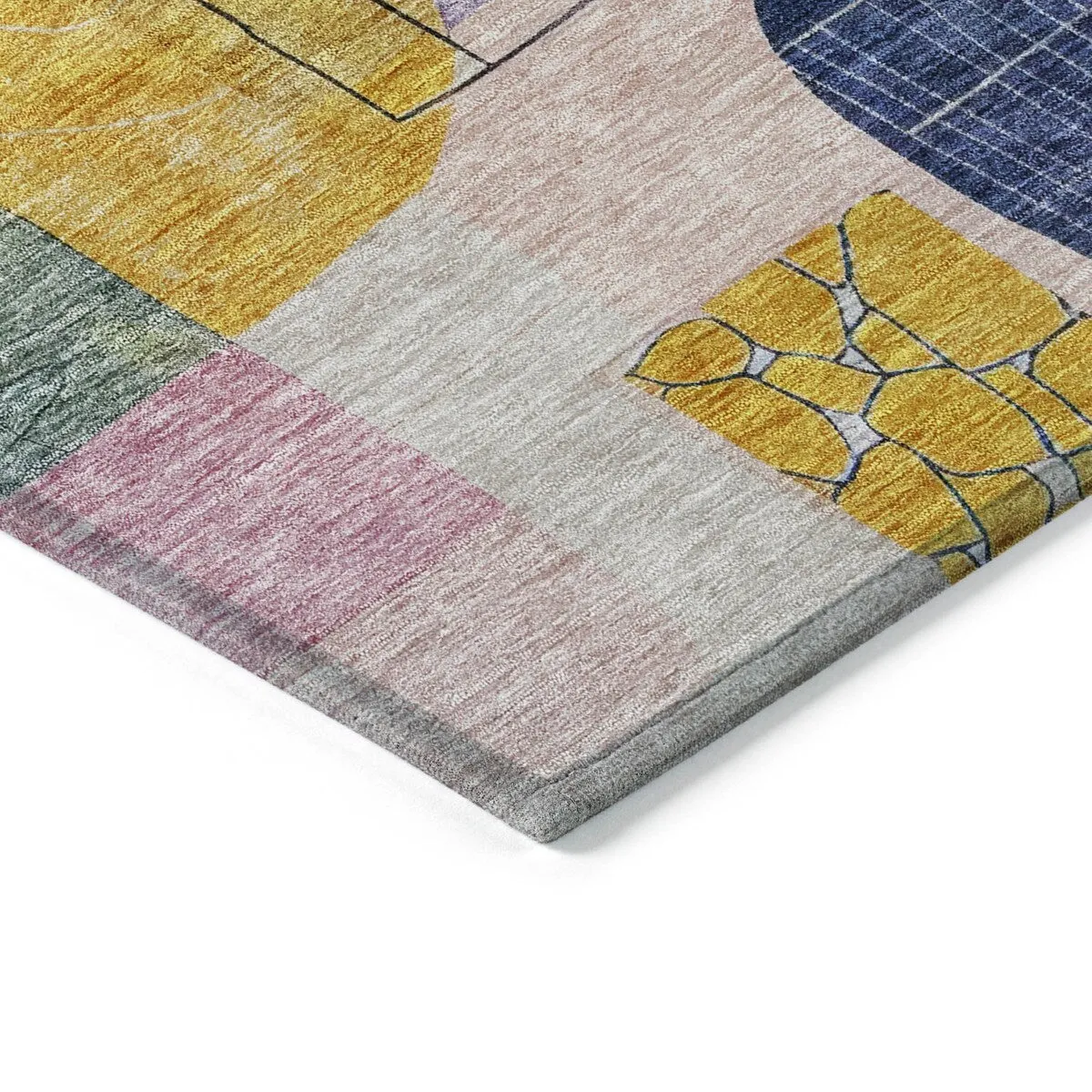 Machine Washable Indoor/ Outdoor Abstract Contemporary Chantille Rug