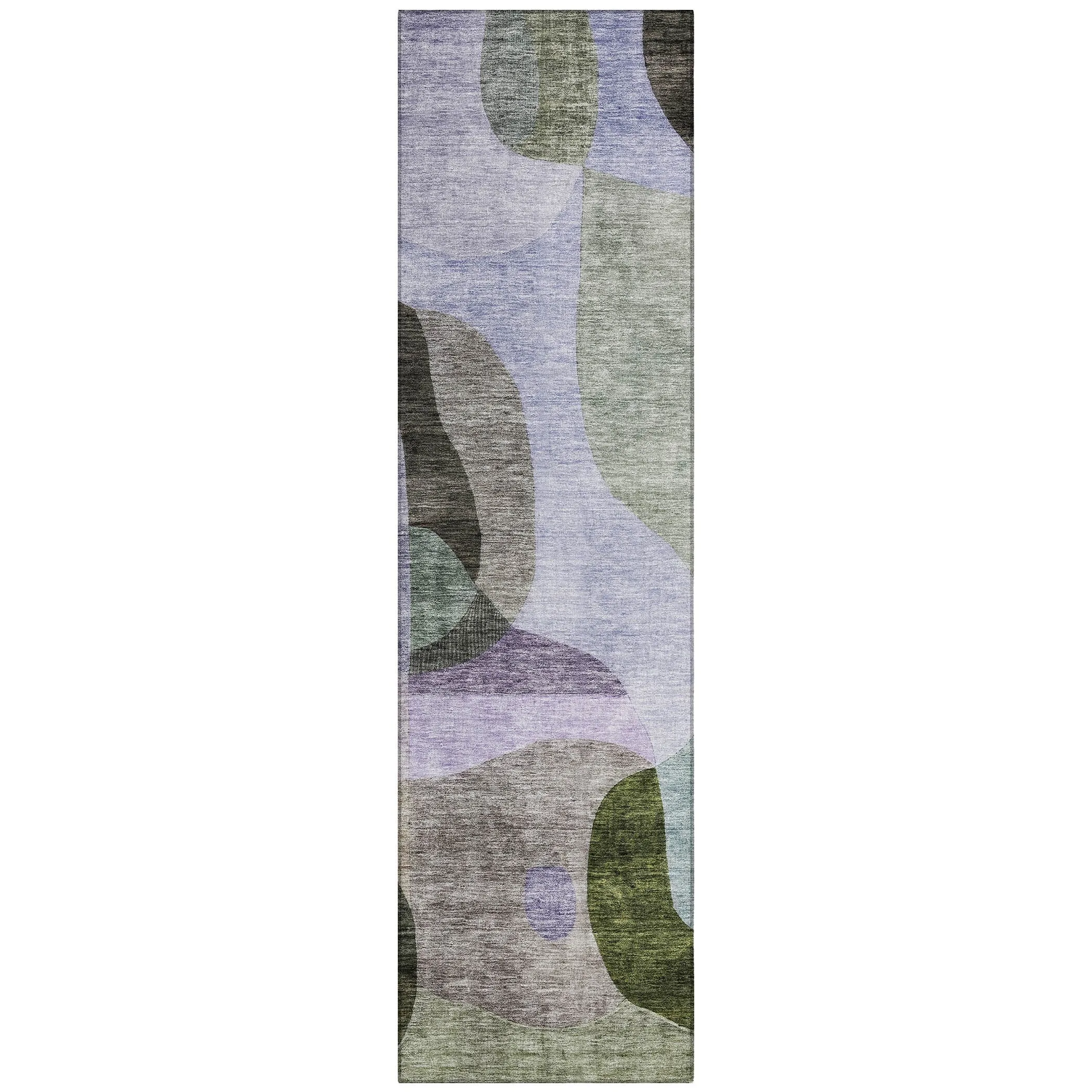 Machine Washable Indoor/ Outdoor Abstract Contemporary Chantille Rug