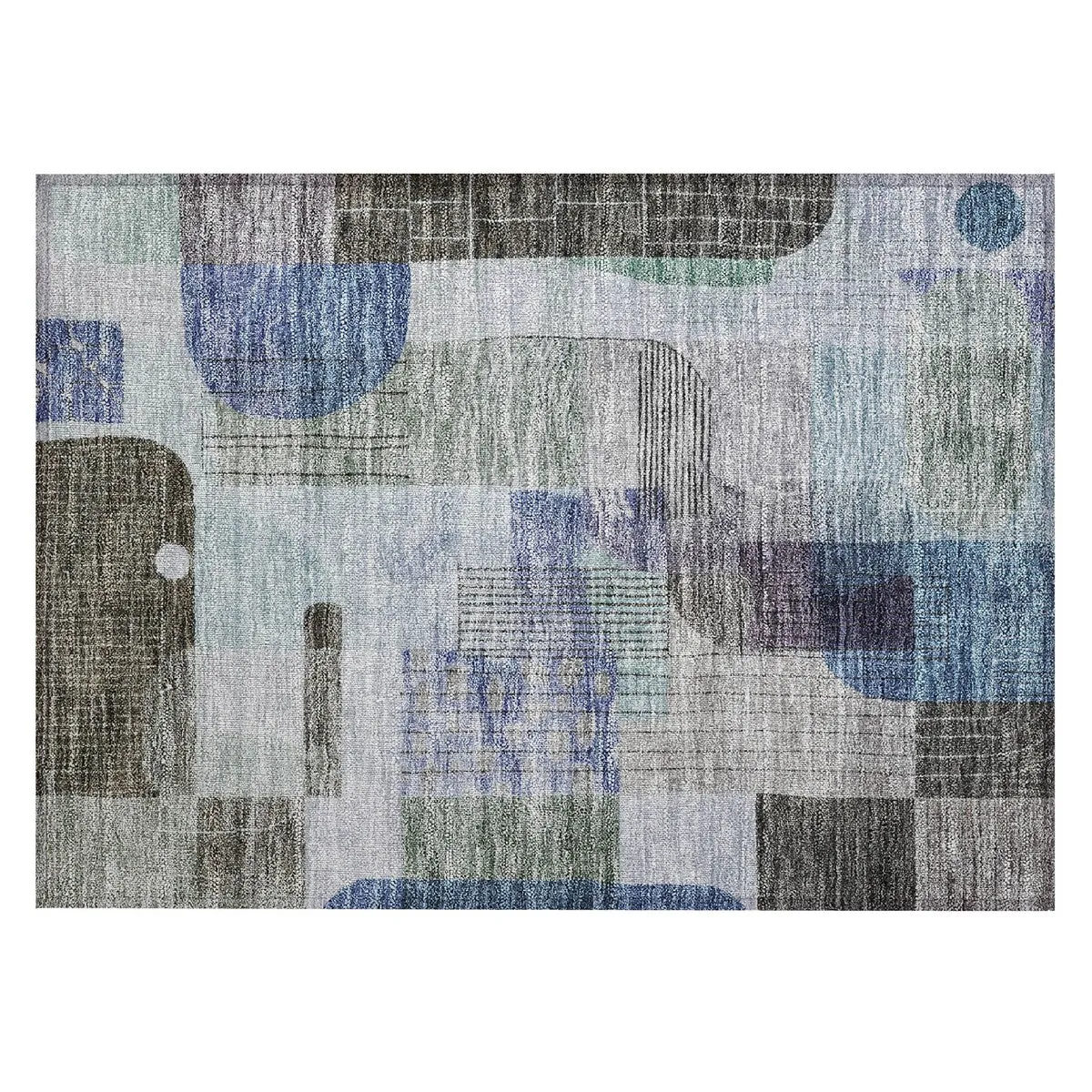 Machine Washable Indoor/ Outdoor Abstract Contemporary Chantille Rug