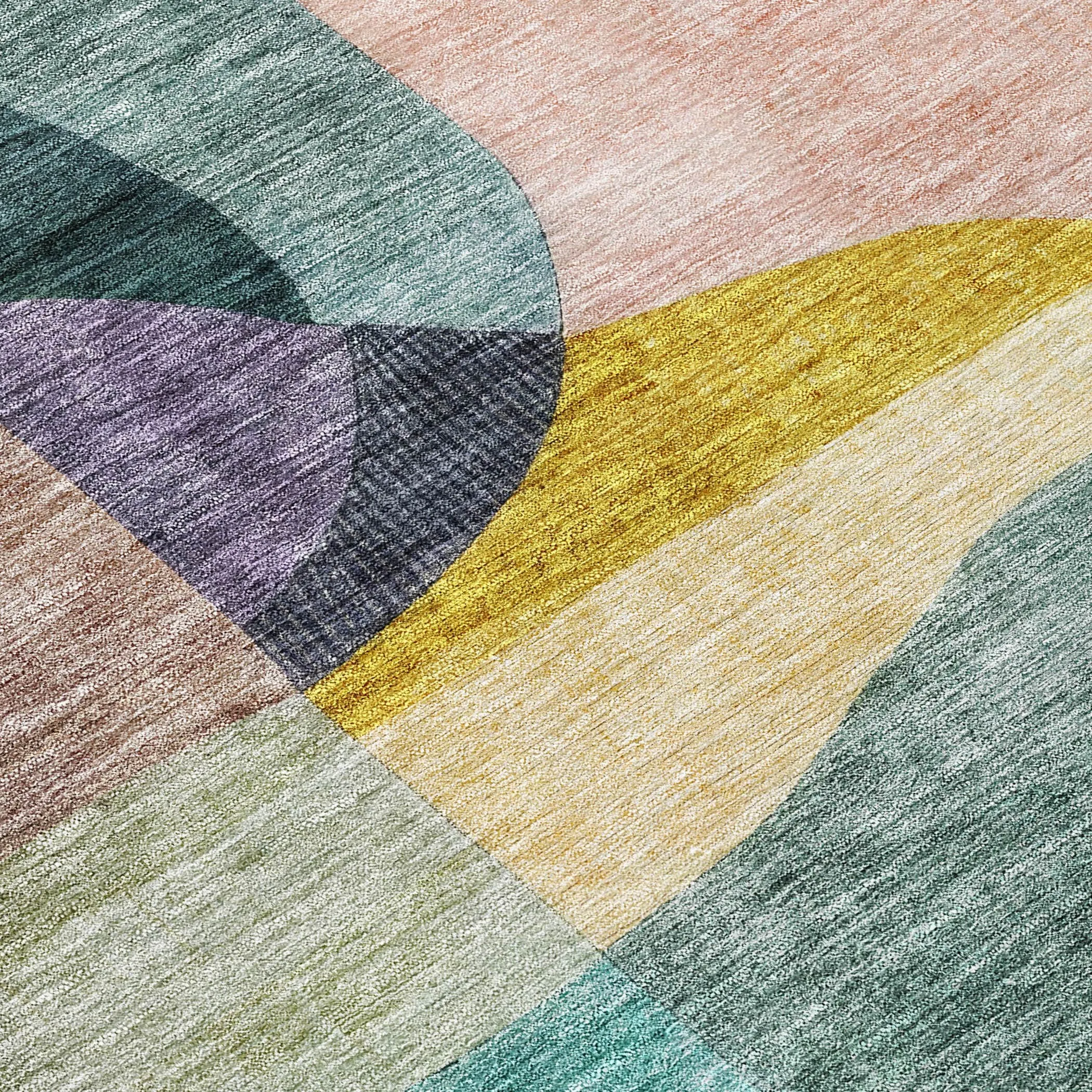 Machine Washable Indoor/ Outdoor Abstract Contemporary Chantille Rug
