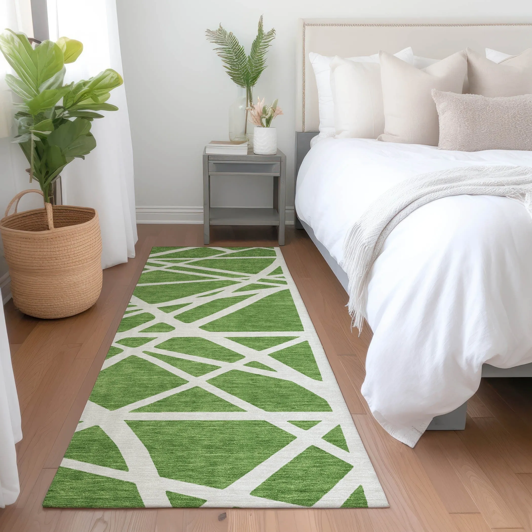 Machine Washable Indoor/ Outdoor Abstract Contemporary Chantille Rug